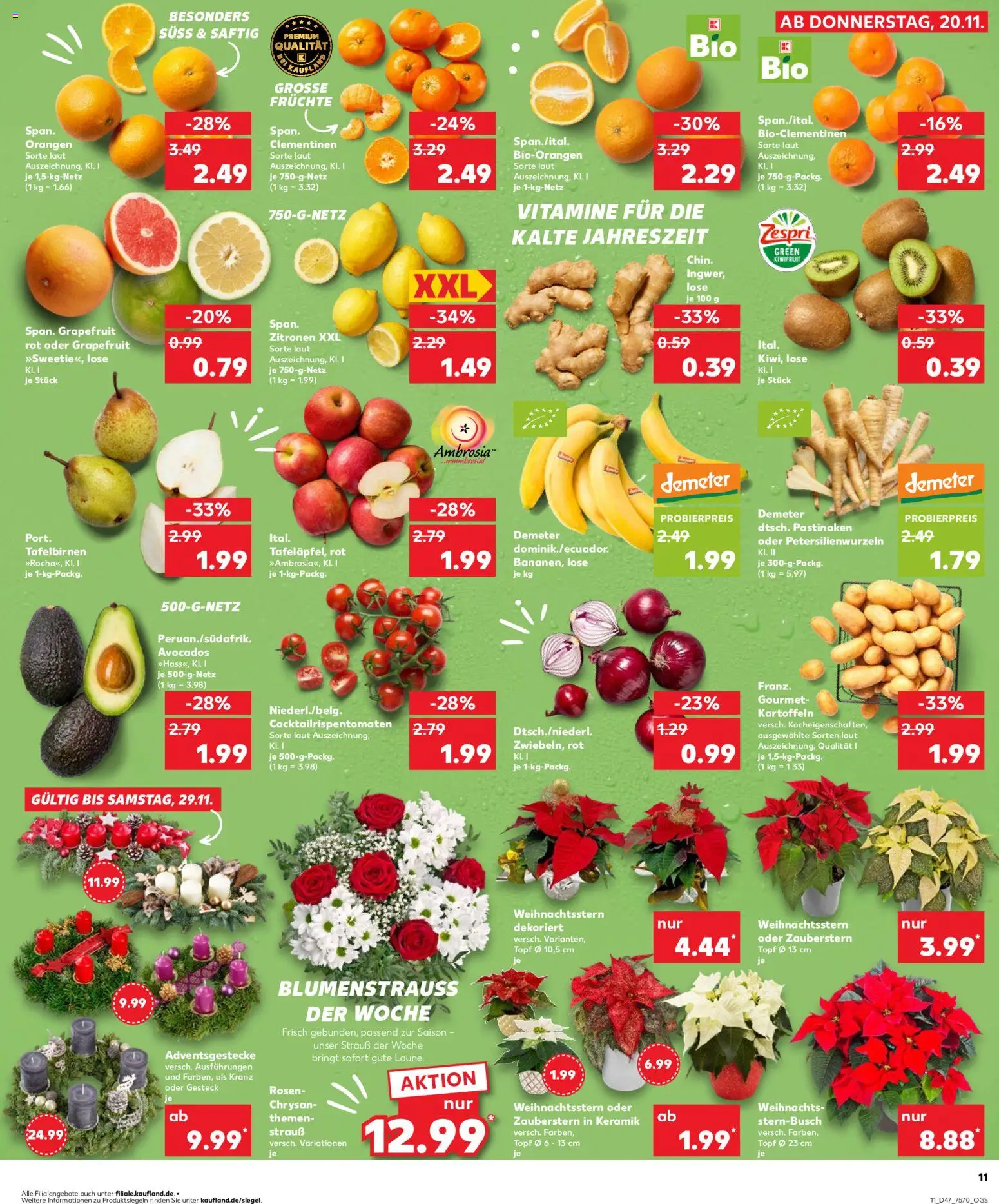 Kaufland prospekt Bremen	 – gültig ab 23.11.2025 | Seite: 11 | Produkte: Bananen, Orangen, Grapefruit, Kartoffeln
