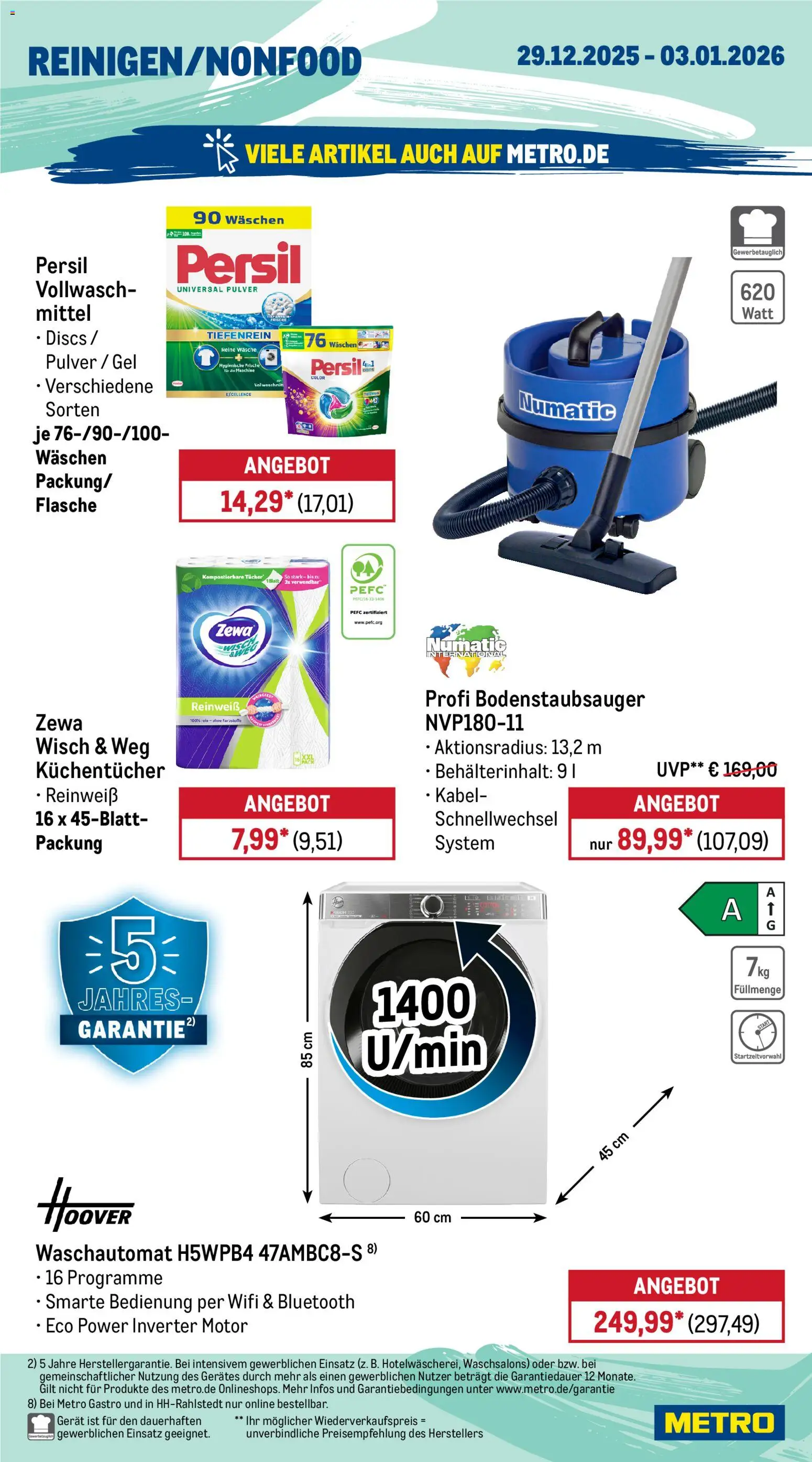 Metro Wochen-Angebote Gastro – gültig ab 29.12.2025 | Seite: 16 | Produkte: Kabel, Zewa, Persil