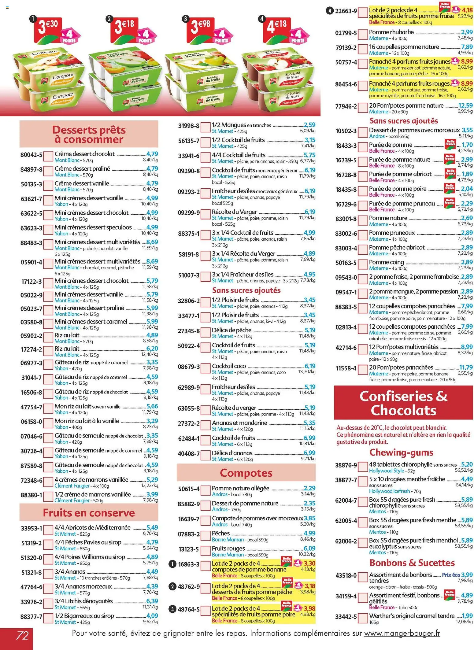 {H1} | Page: 72 | Produits: Cassis, Citron, Pomme, Riz