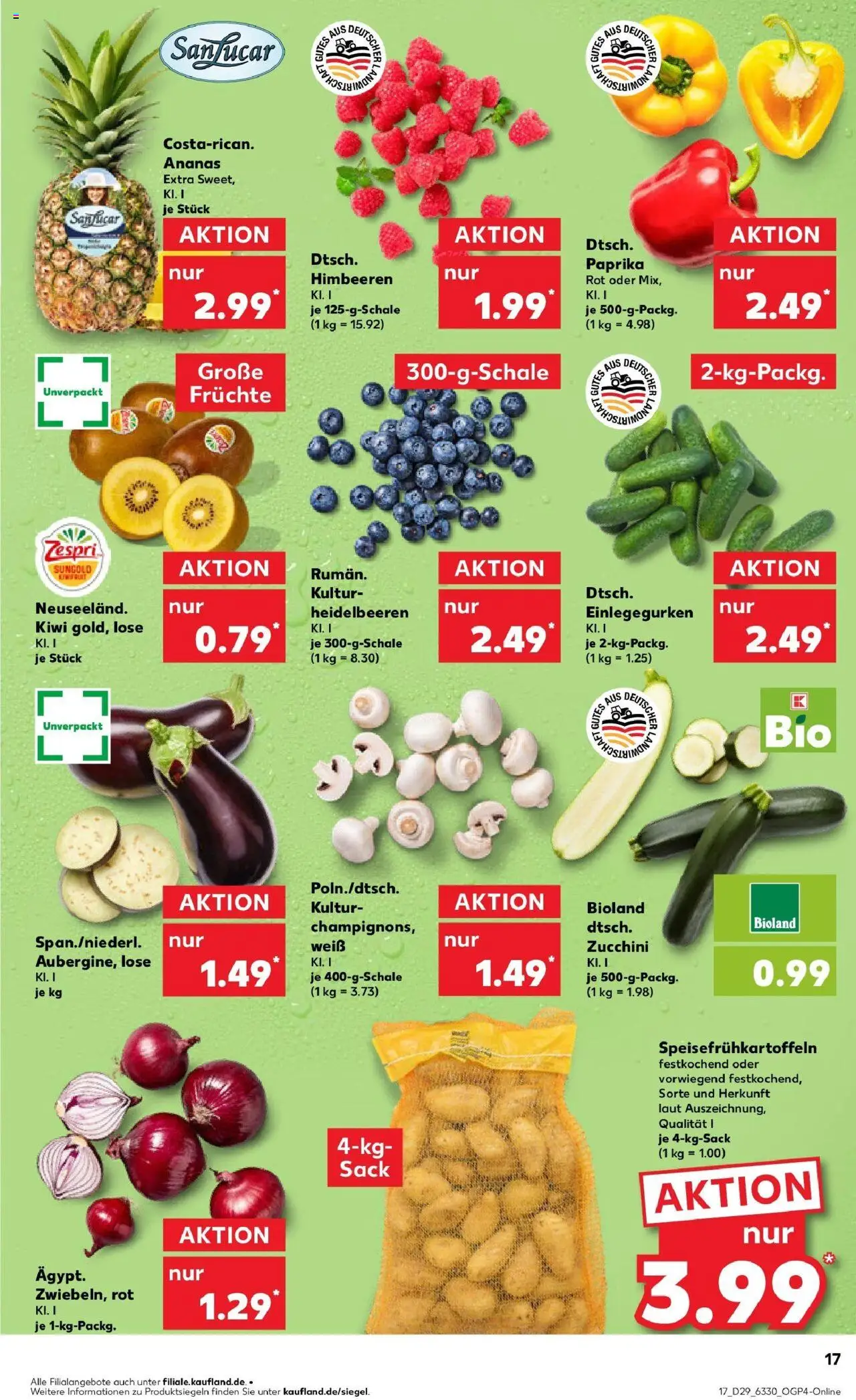 Kaufland prospekt Itzehoe	 - gültig ab dem 21.07.2025 | Seite: 30 | Produkte: Himbeeren, Heidelbeeren, Zucchini, Kiwi