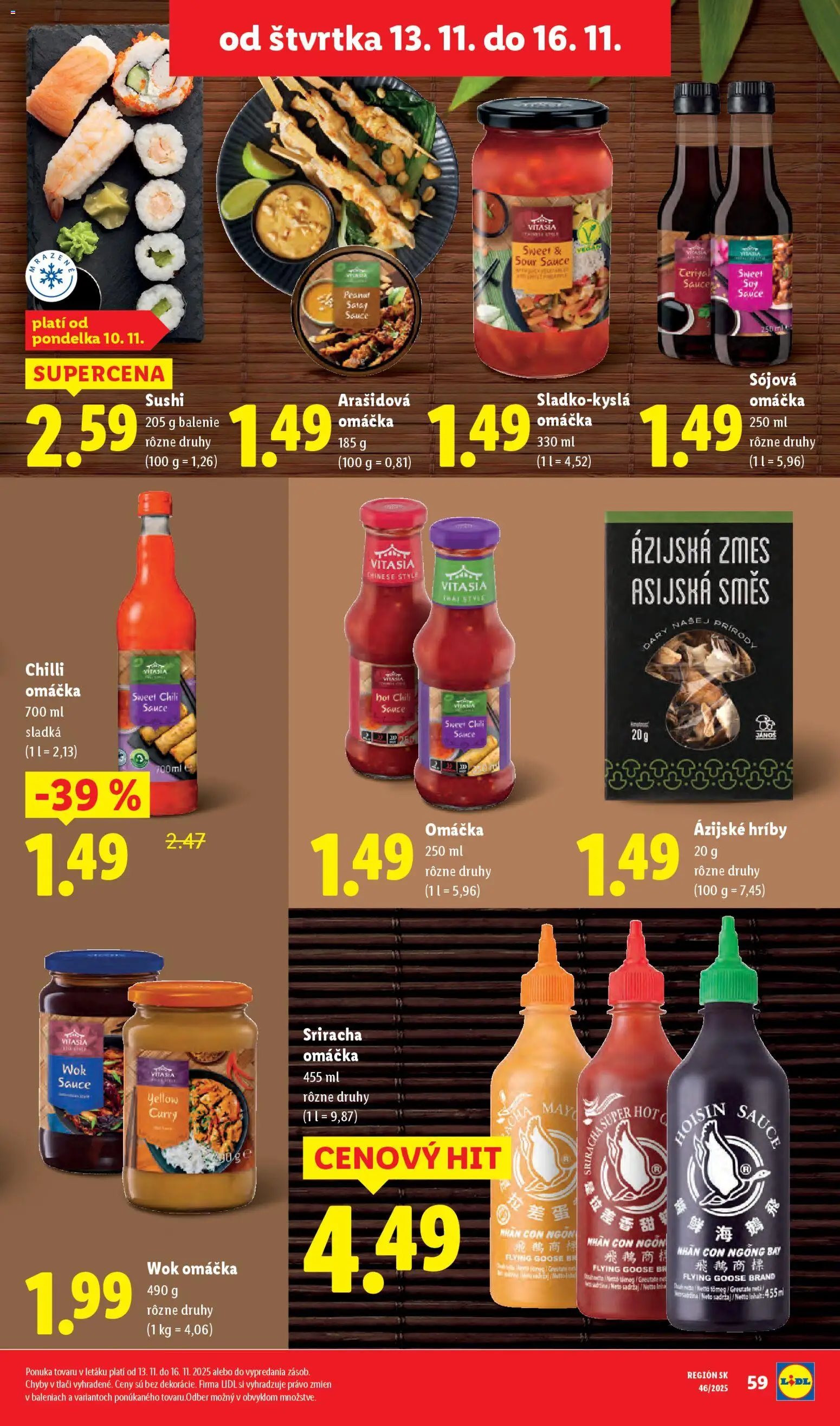 Nové Lidl akcie – leták je platný od 13.11.2025 | Strana: 31 | Produkty: Chilli, Sushi, Omáčka