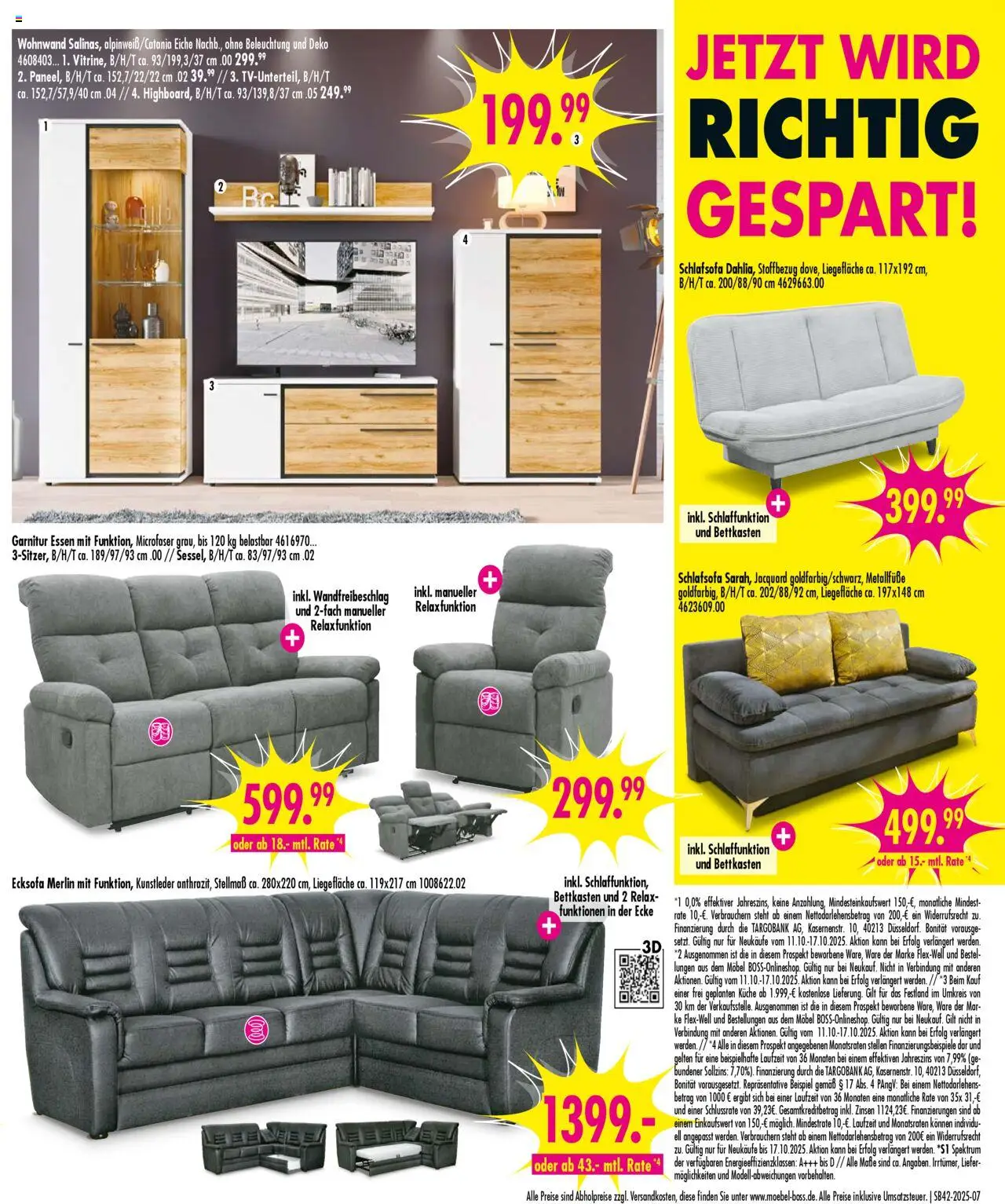 SB Möbel Boss Prospekt 	 – gültig ab 11.10.2025 | Seite: 7 | Produkte: Schlafsofa, Ecksofa, Wohnwand, Küche
