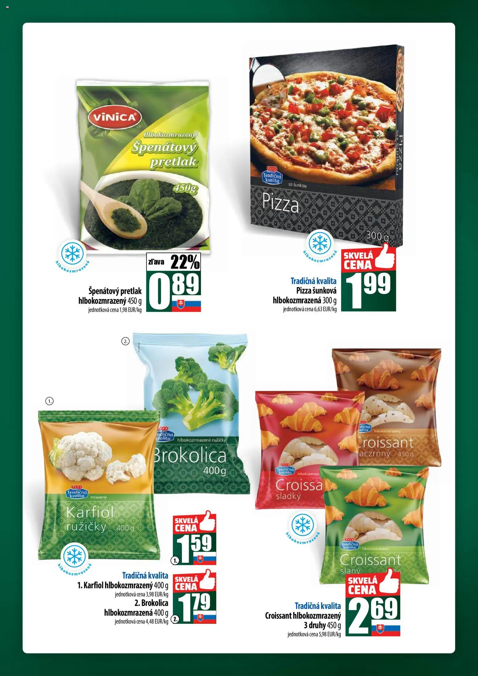 Nové COOP Jednota akcie – leták je platný od 27.11.2025 | Strana: 13 | Produkty: Pizza, Croissant, Karfiol, Brokolica