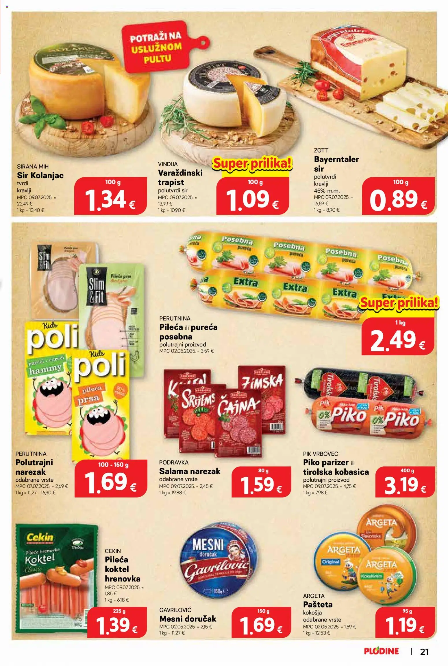 Plodine katalog | vrijedi od 04.02.2026 | Stranica: 21 | Proizvodi: Paleta, Salama, Kobasica, Parizer