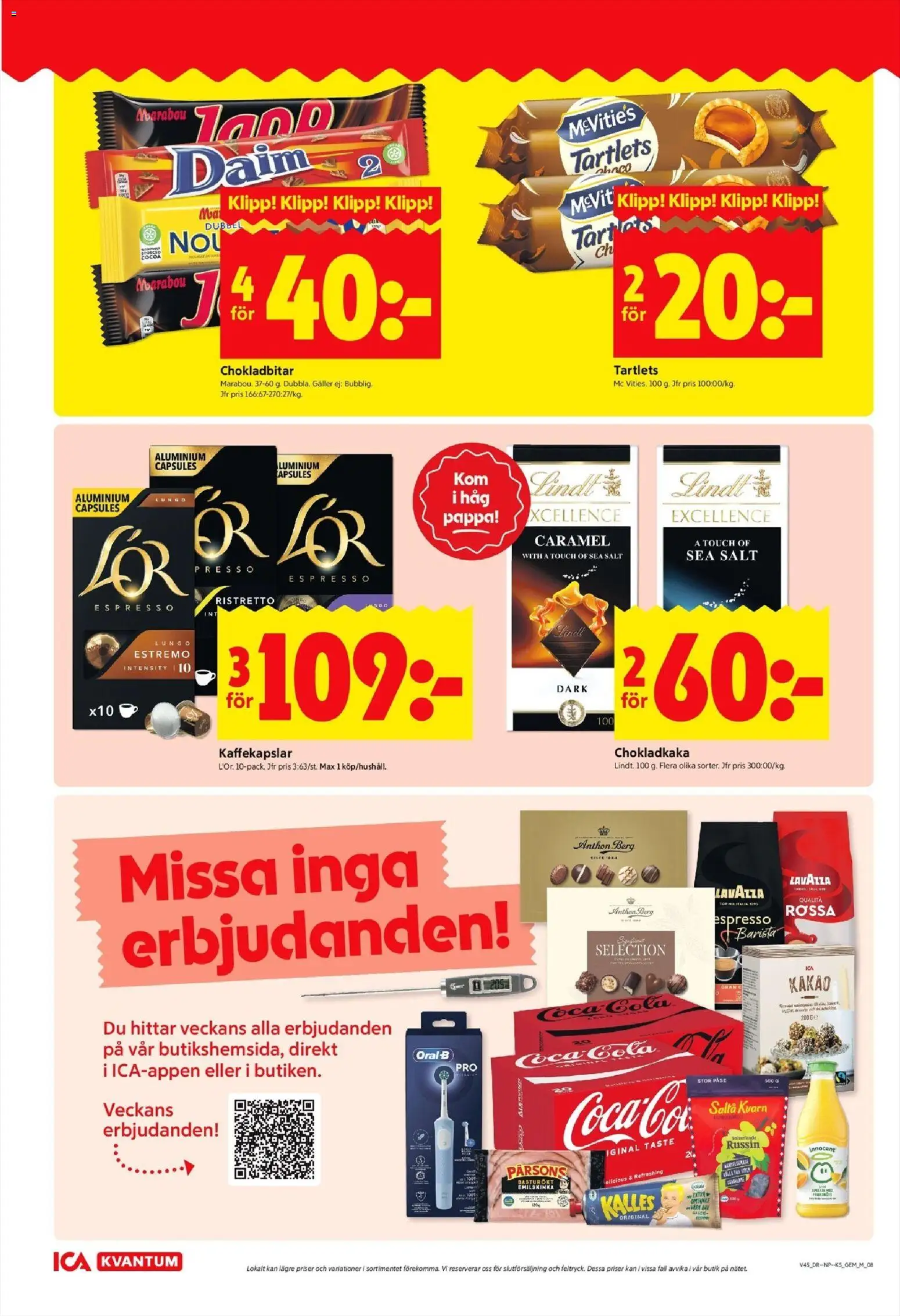 ICA Kvantum reklamblad aktuell från 03.11.2025 | Sida: 8 | Produkter: Kvarn, Salt, Galler, Coca cola