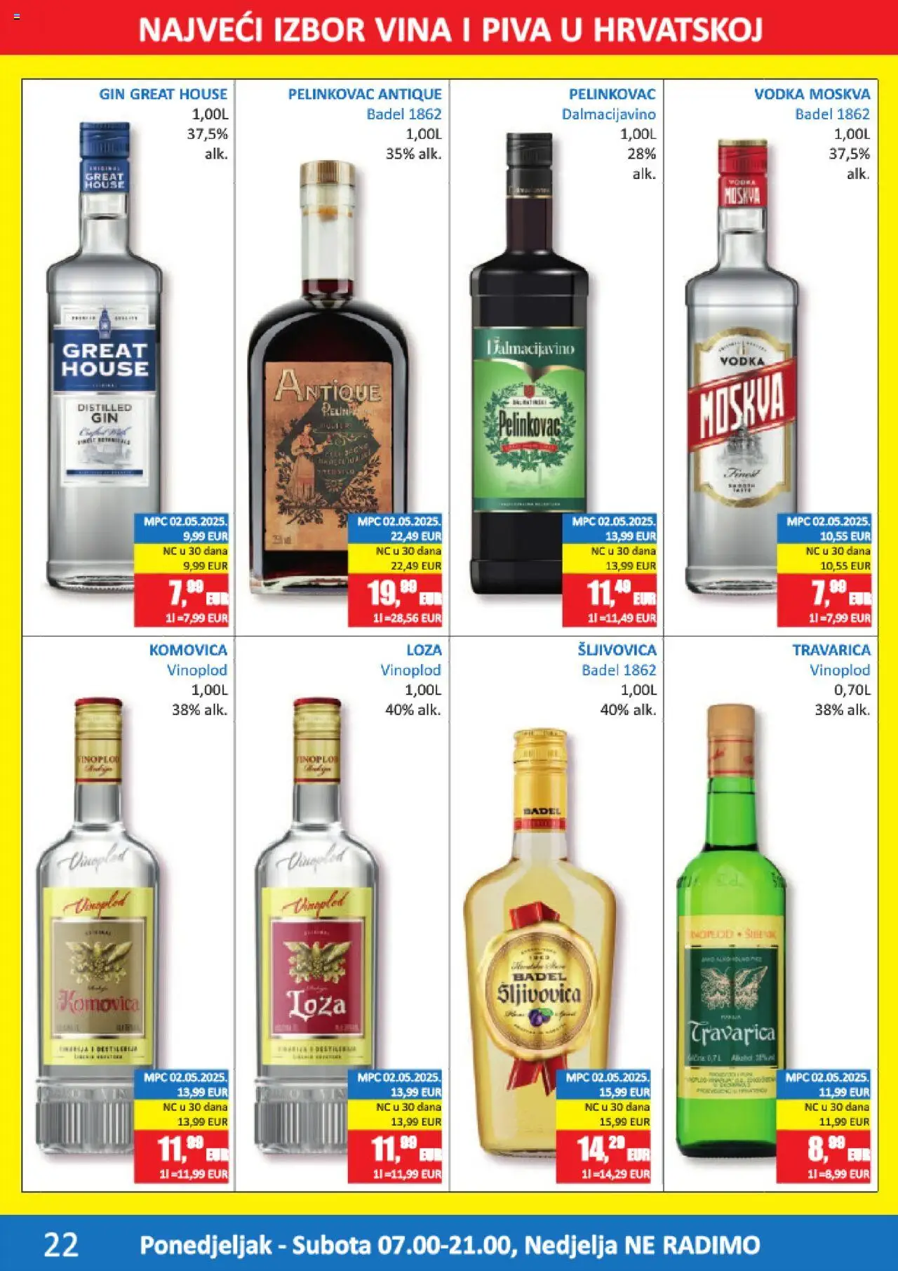 Vrutak katalog | vrijedi od 14.07.2025 | Stranica: 22 | Proizvodi: Šljivovica, Gin, Pelinkovac Antique, Vodka