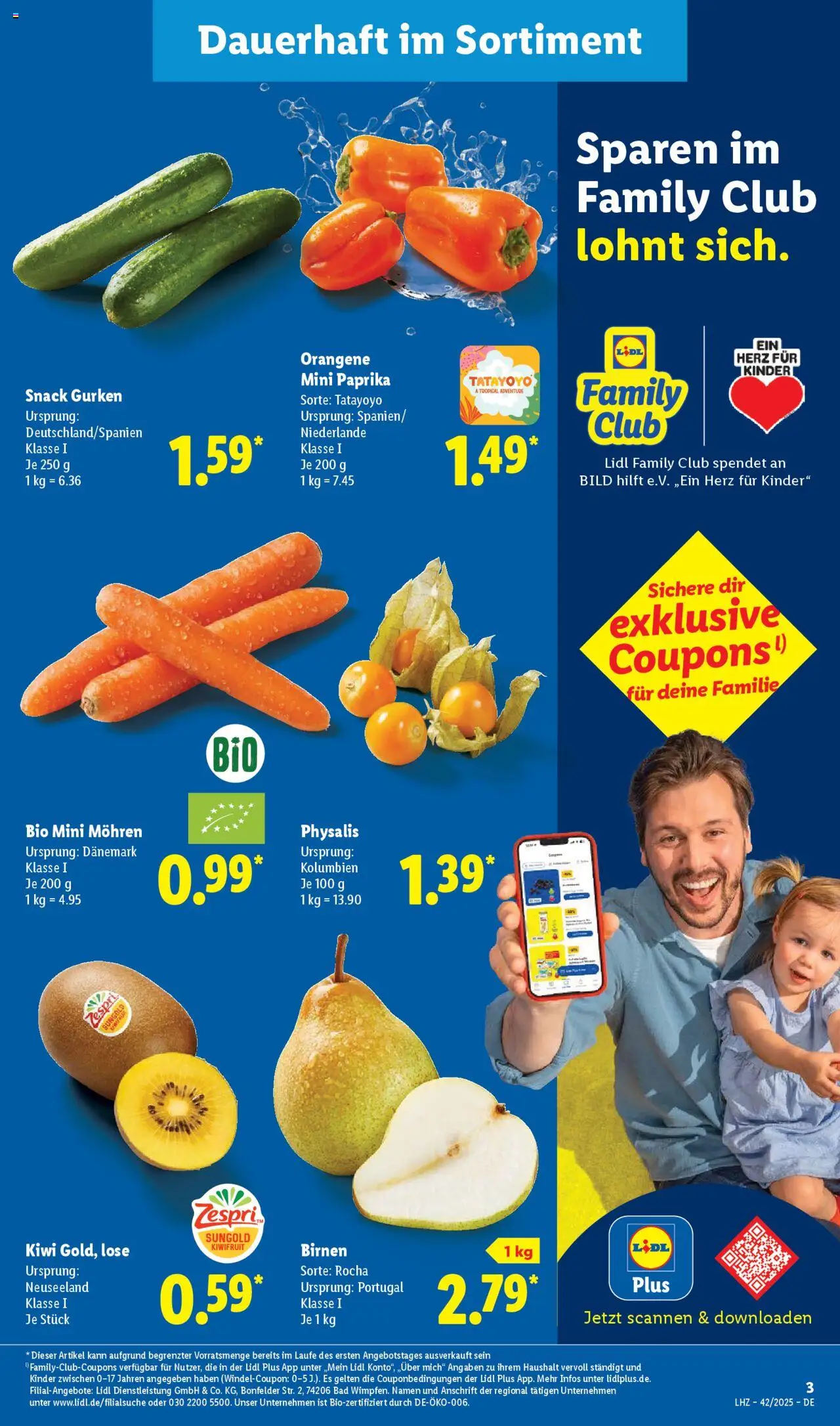 Lidl - Prospekt – gültig ab 13.10.2025 | Seite: 3 | Produkte: Bad, Mohren, Paprika, Gurken