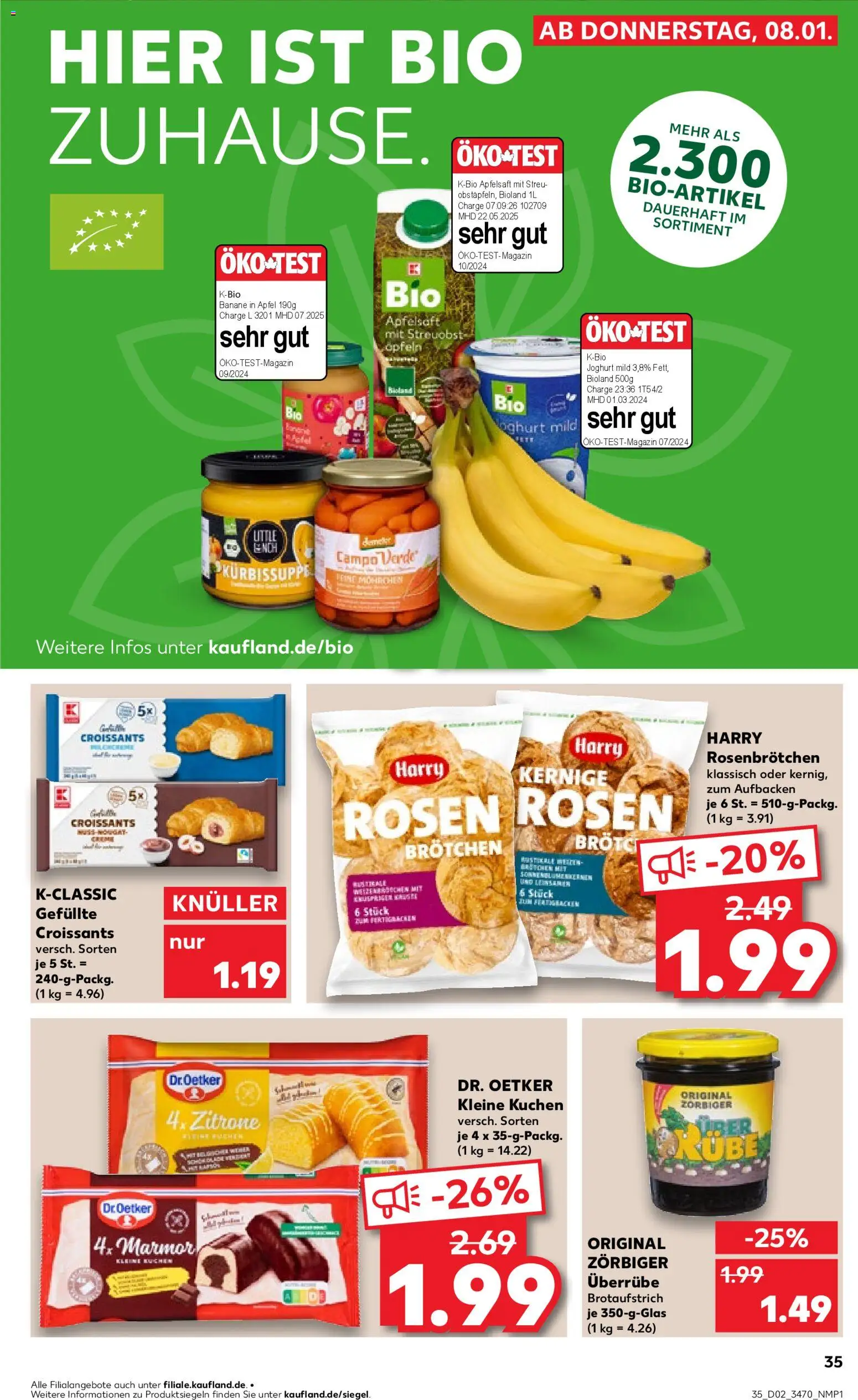 Kaufland prospekt Potsdam	 – gültig ab 08.01.2026 | Seite: 35 | Produkte: Joghurt, Apfelsaft, Brot, Kuchen