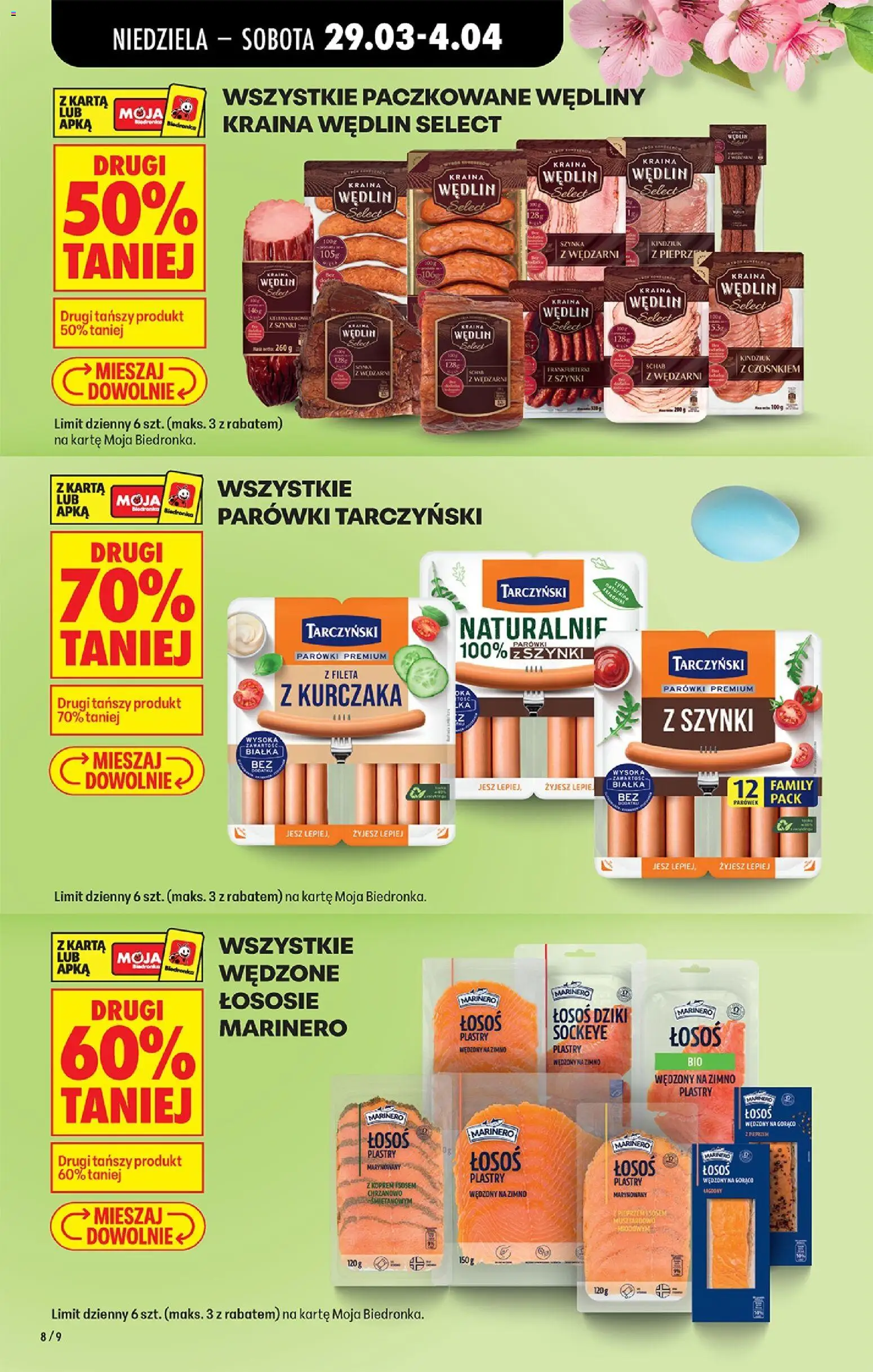 Biedronka gazetka od niedzieli od 29.03.2026 | Strona: 12 | Produkty: Schab, Szynka, Łosoś, Wędliny