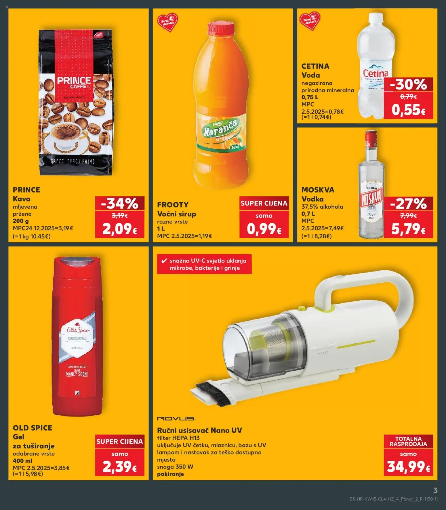 Kaufland HR akciós ujság - amely érvényes a következő dátumtól: 25.03.2026 | Oldal: 3 | Termékek: Old spice, Vodka