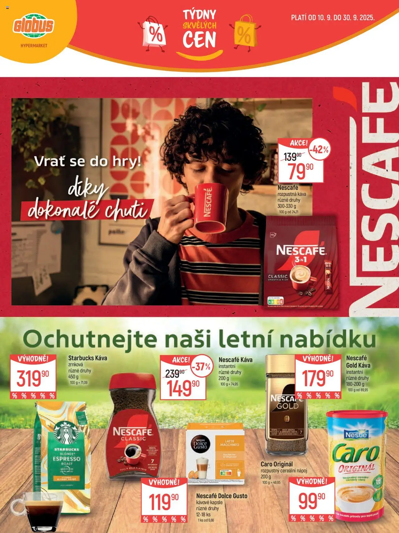 Globus leták - Brno od 10.09.2025 | Strana: 14 | Produkty: Starbucks, Káva, Rozpustná káva, Nescafé