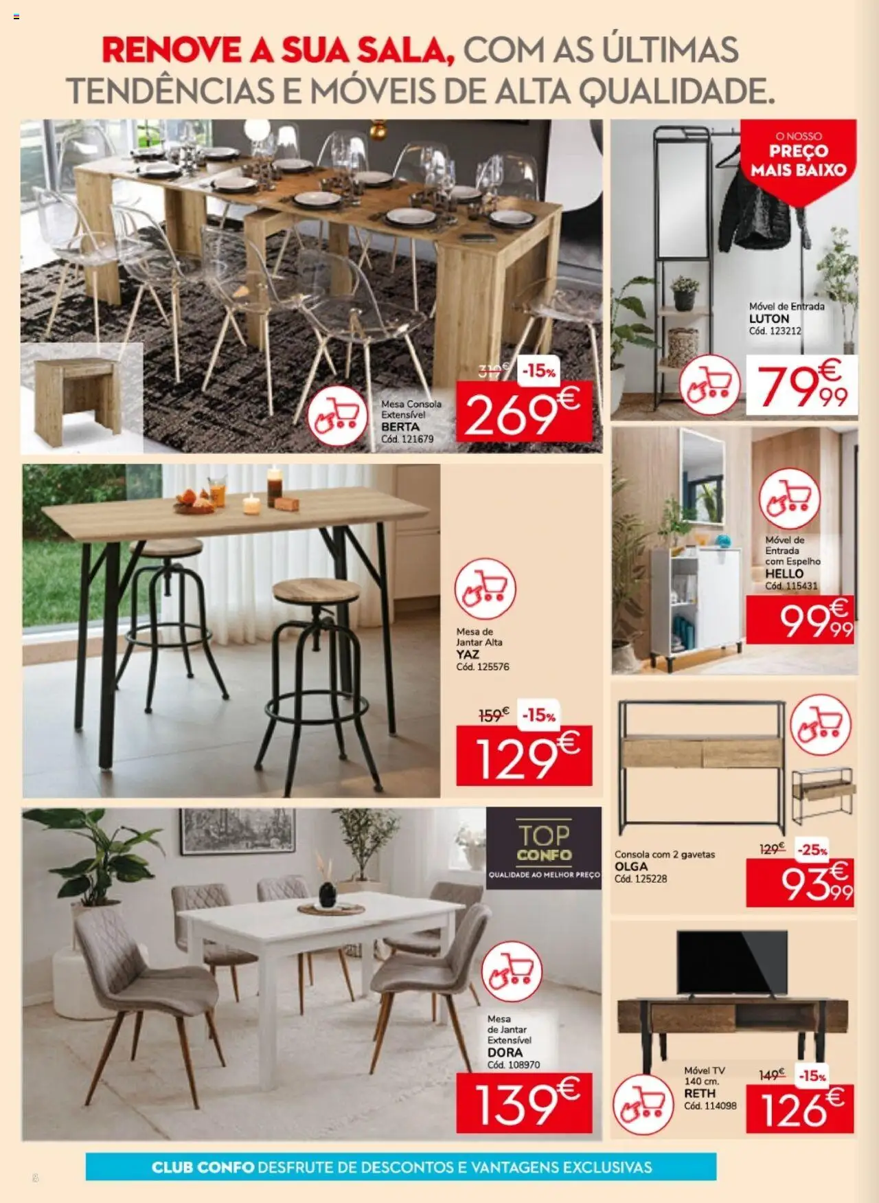 Conforama folheto │ válido de 25.09.2025 | Página: 8 | Produtos: Mesa, Espelho, Mesa de jantar