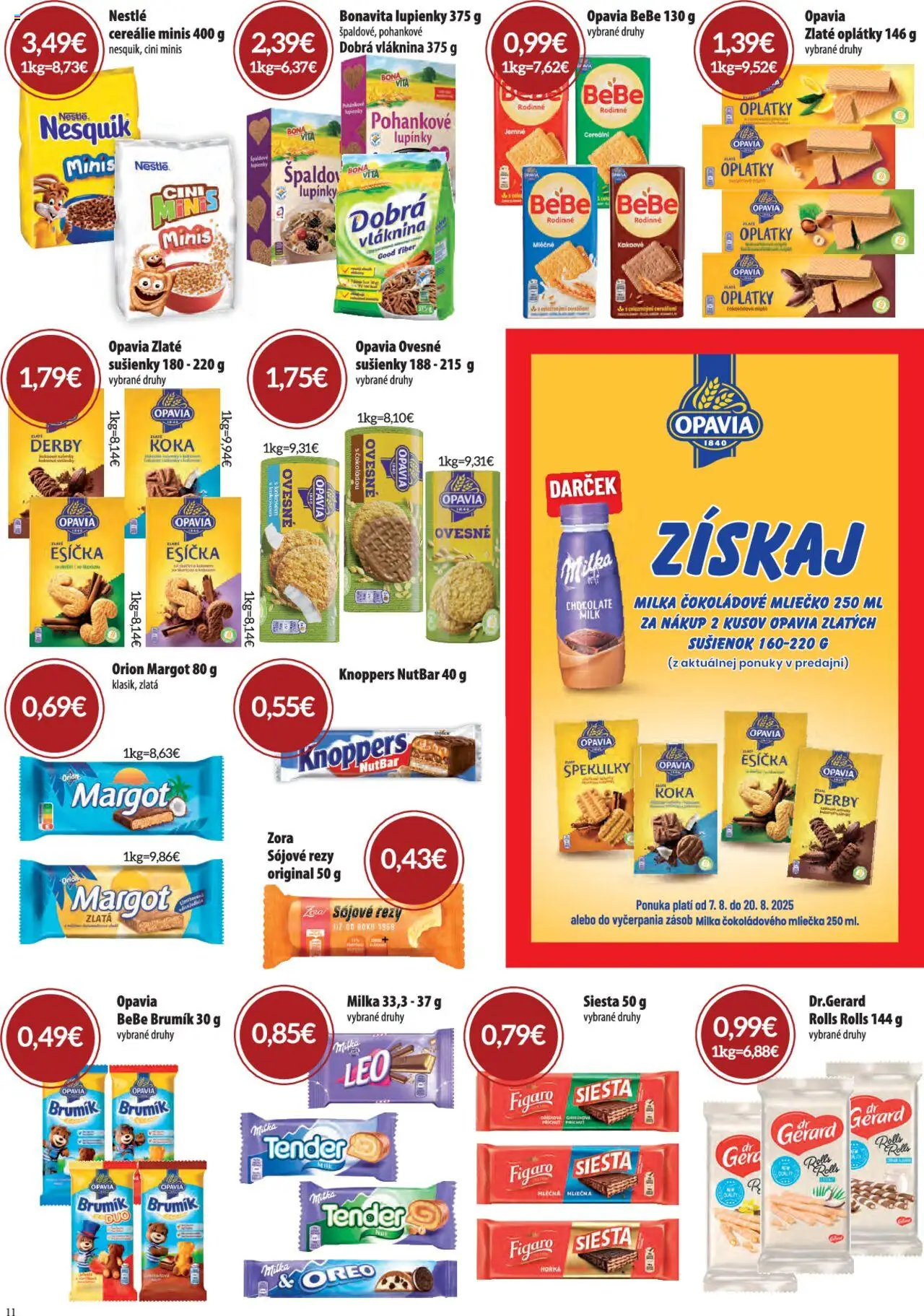 CBA Verex leták │ platný od 07.08.2025 | Strana: 11 | Produkty: Cini Minis, Cereálie, Milka, Nesquik