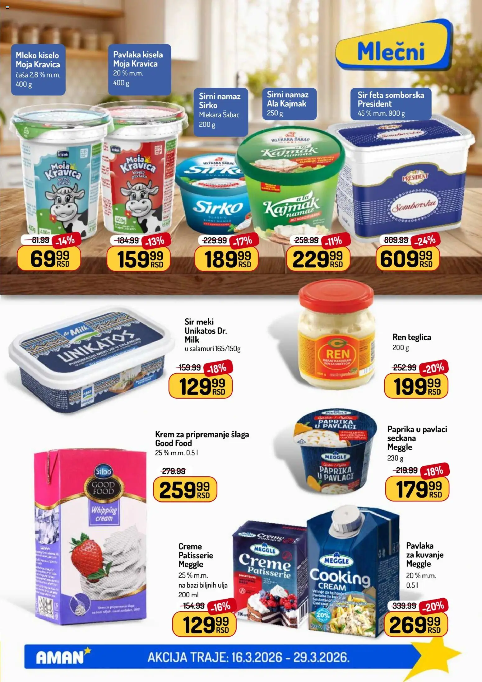 Aman katalog - važi od 16.03.2026 | Strana: 15 | Proizvode: Moja kravica, Mleko, Sir, Paprika u pavlaci