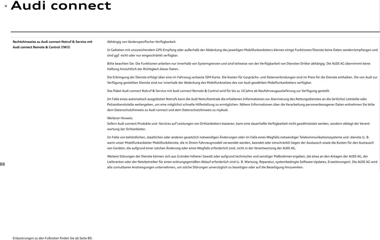 Audi RS 3 Sportback / RS 3 Limousine – gültig ab 25.10.2025 | Seite: 88
