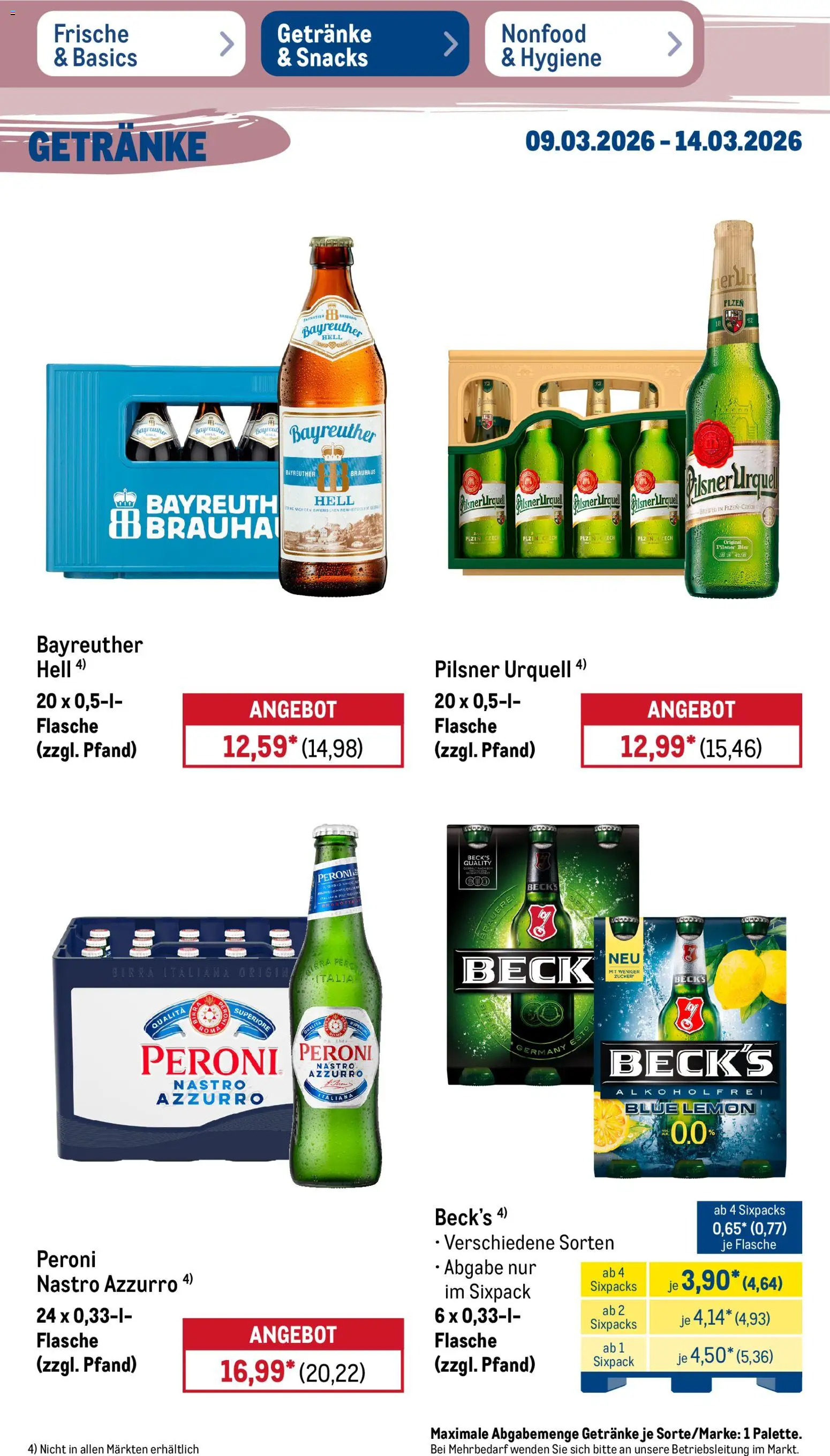 Metro Prospekt 	 – gültig ab 09.03.2026 | Seite: 32 | Produkte: Bayreuther hell, Bier, Pilsner urquell