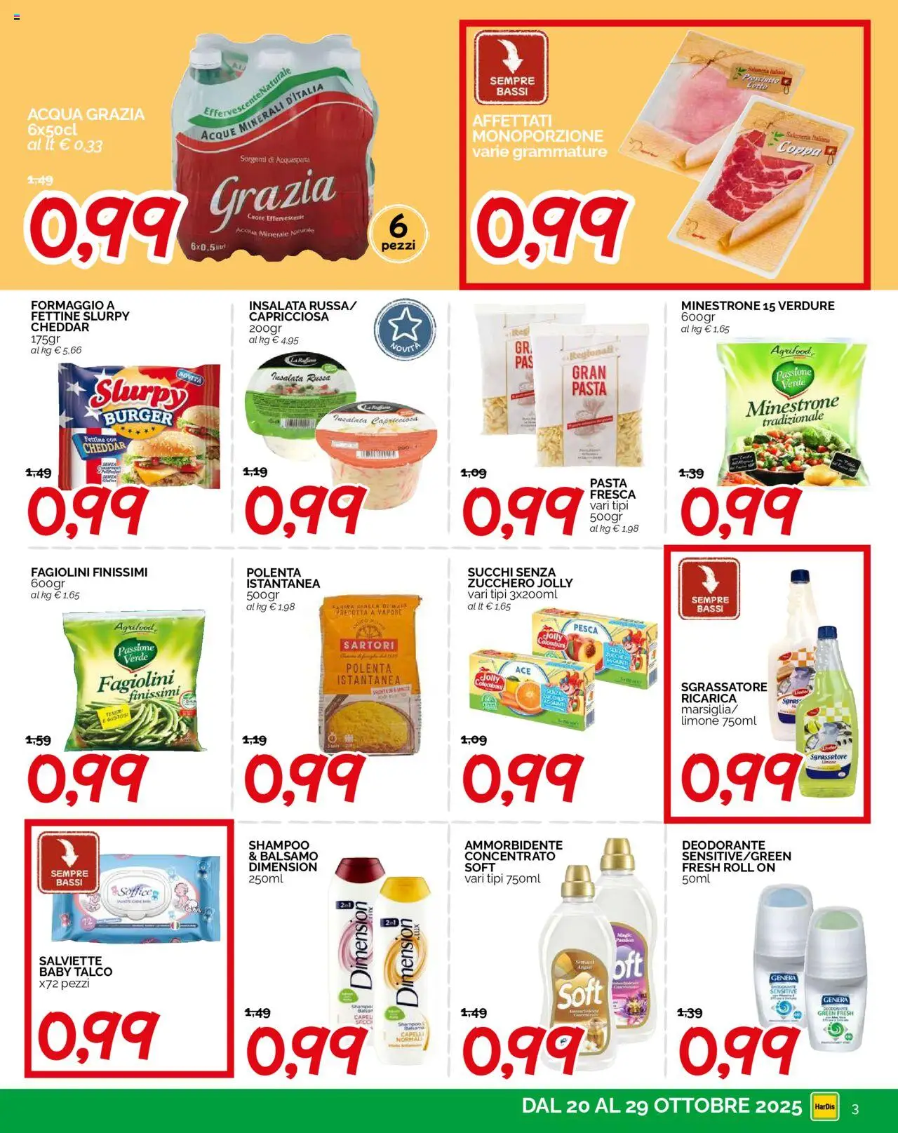 Volantino HarDis del 20.10.2025 | Pagina: 3 | Prodotti: Deodorante, Sgrassatore, Farina, Insalata russa