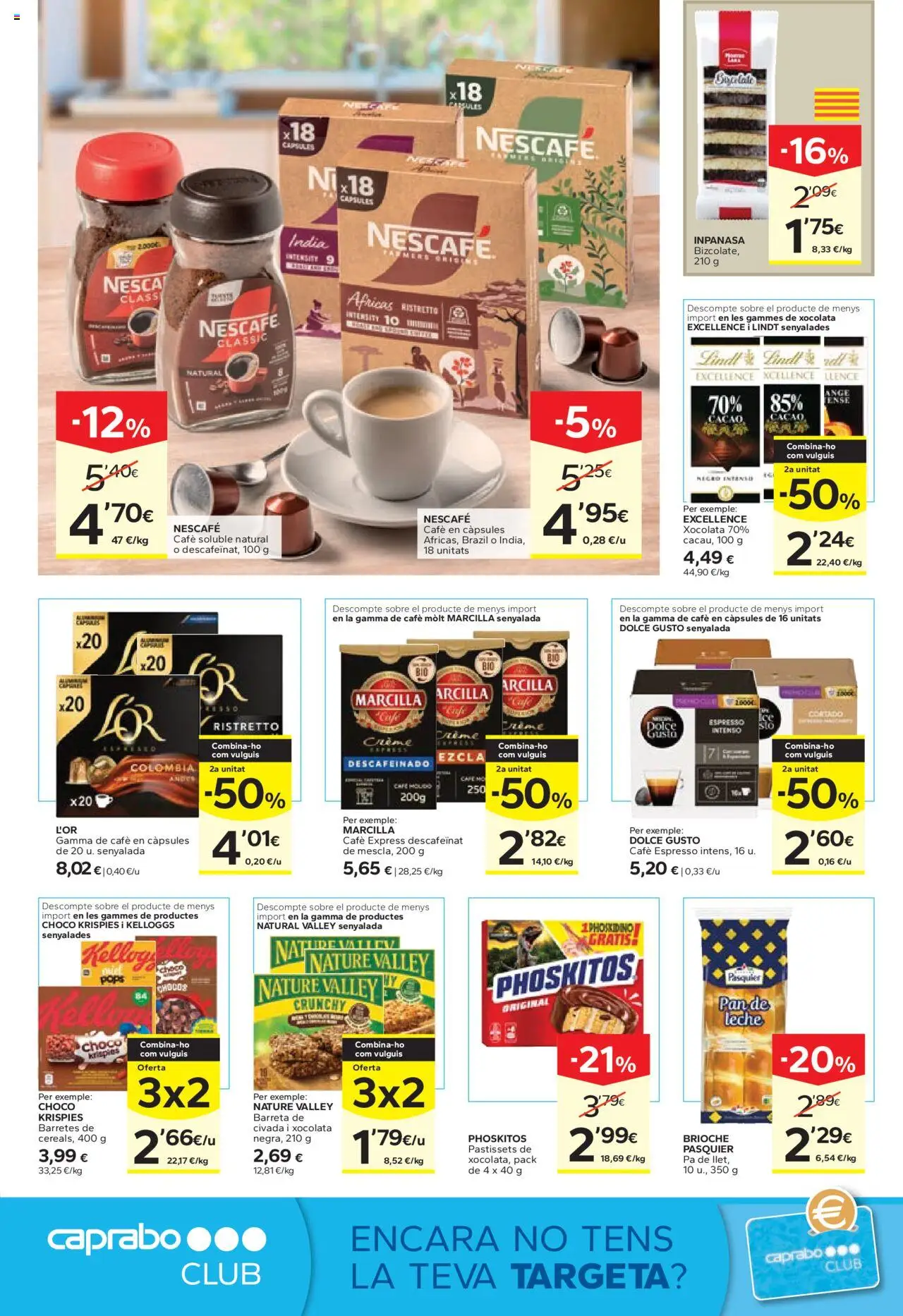 Caprabo - Ofertasses per a la tornada │ válido desde el 28.08.2025 | Página: 14 | Productos: Leche, Pan, Café, Κεραία