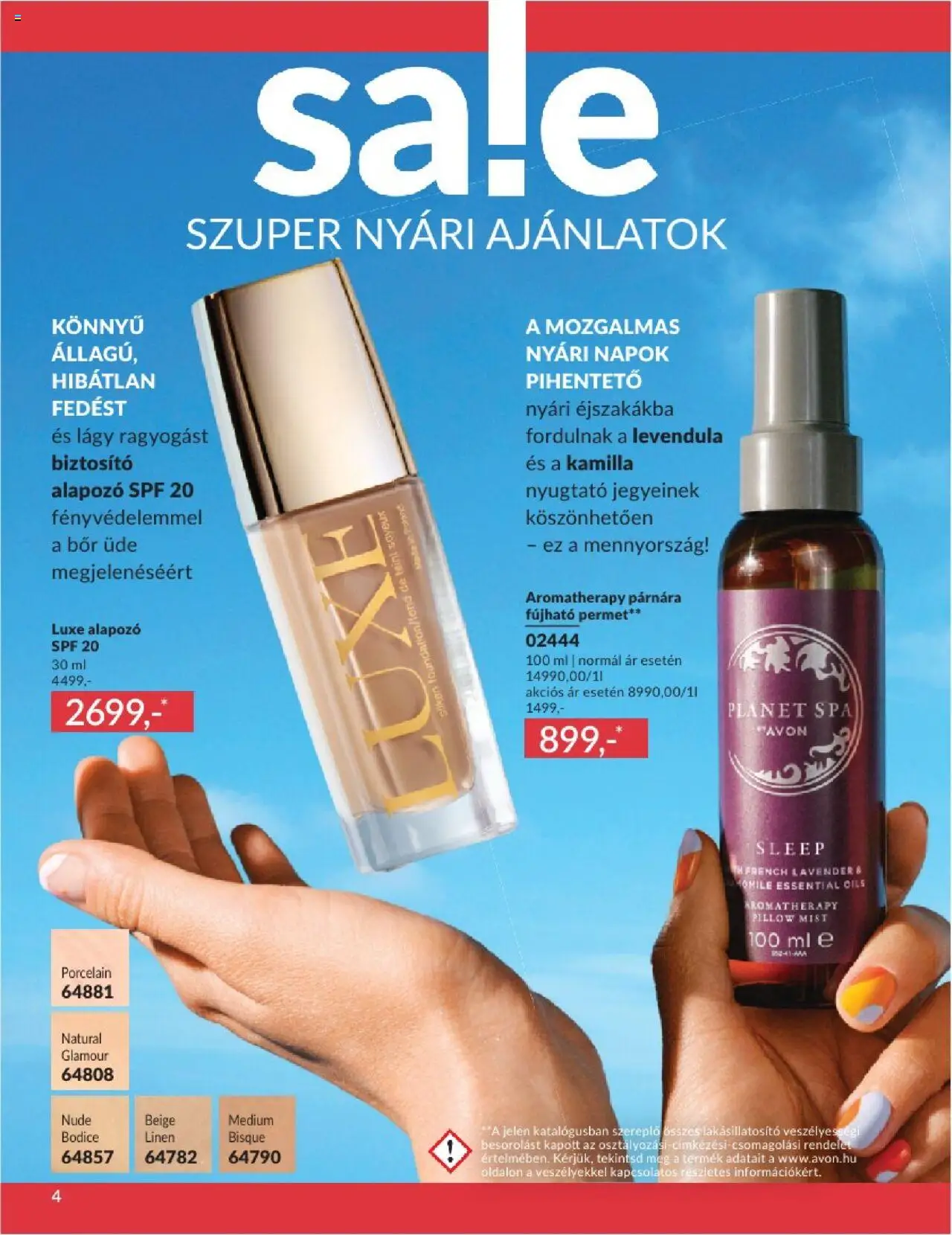 Avon akciós ujság - amely érvényes a következő dátumtól: 01.07.2025 | Oldal: 4 | Termékek: Alapozó, Bor, Levendula