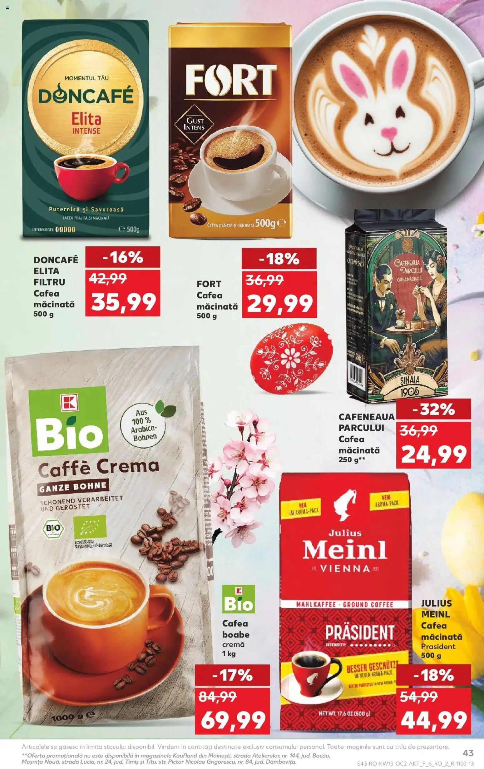 Noul catalog Kaufland – valabil de la 08.04.2026 | Pagină: 43 | Produse: Şerit ödül, Cremă, Cafea