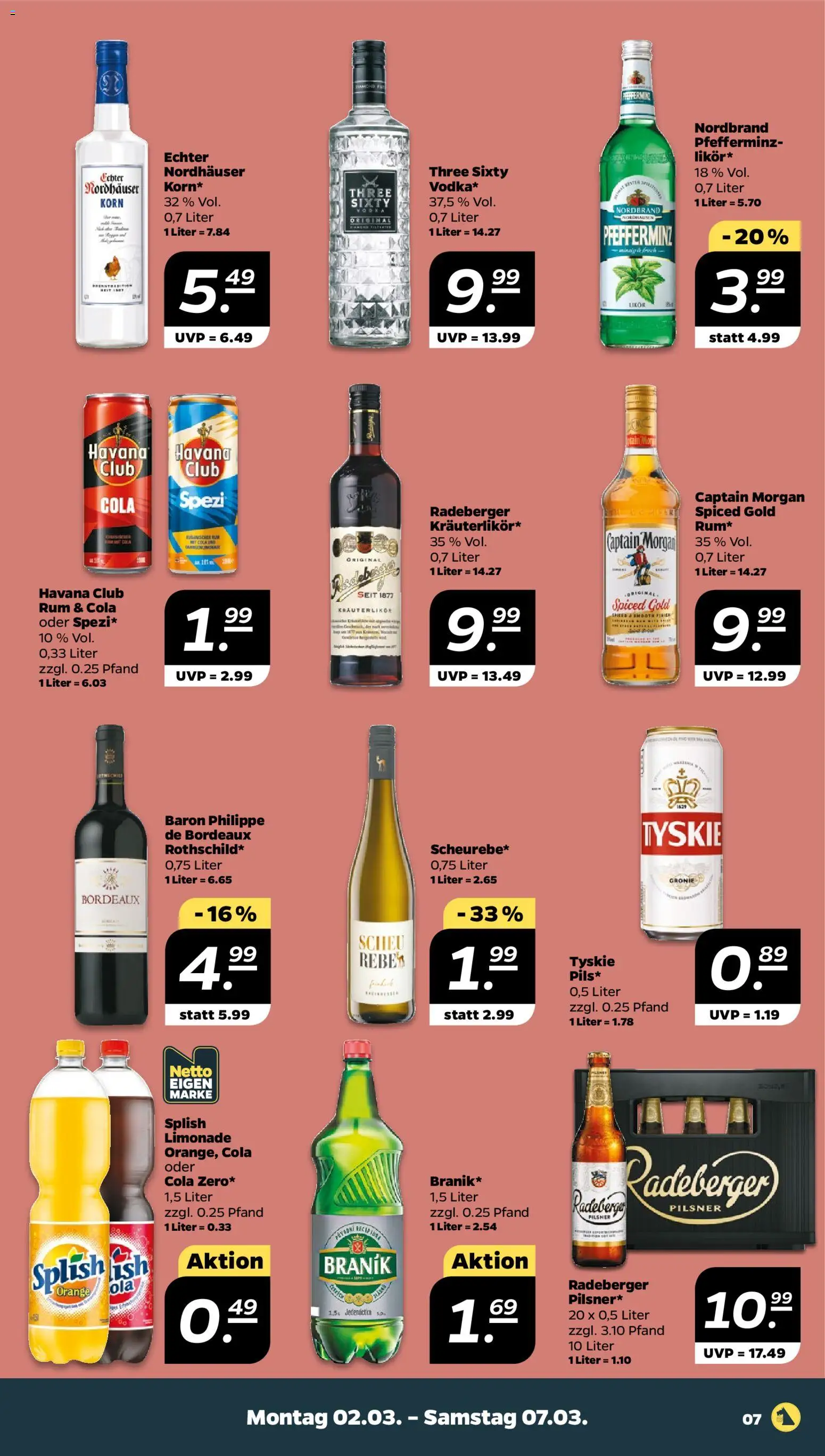 Netto Prospekt 	 – gültig ab 02.03.2026 | Seite: 7 | Produkte: Havana club, Tyskie, Limonade, Radeberger pilsner