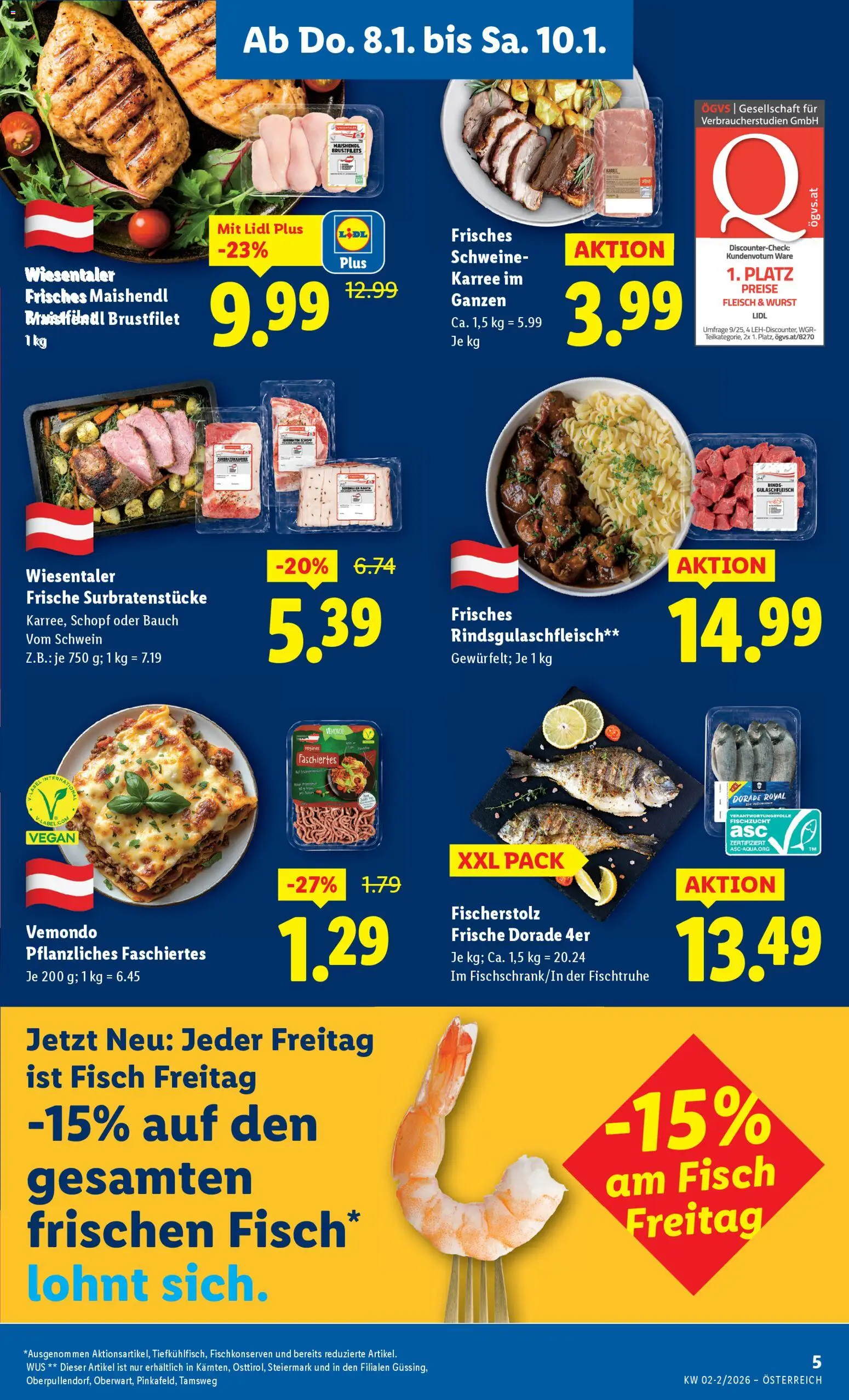 Lidl Flugblatt - Oberpullendorf, Güssing, Oberwart gültig ab 08.01.2026 | Seite: 7 | Produkte: Wurst, Fisch