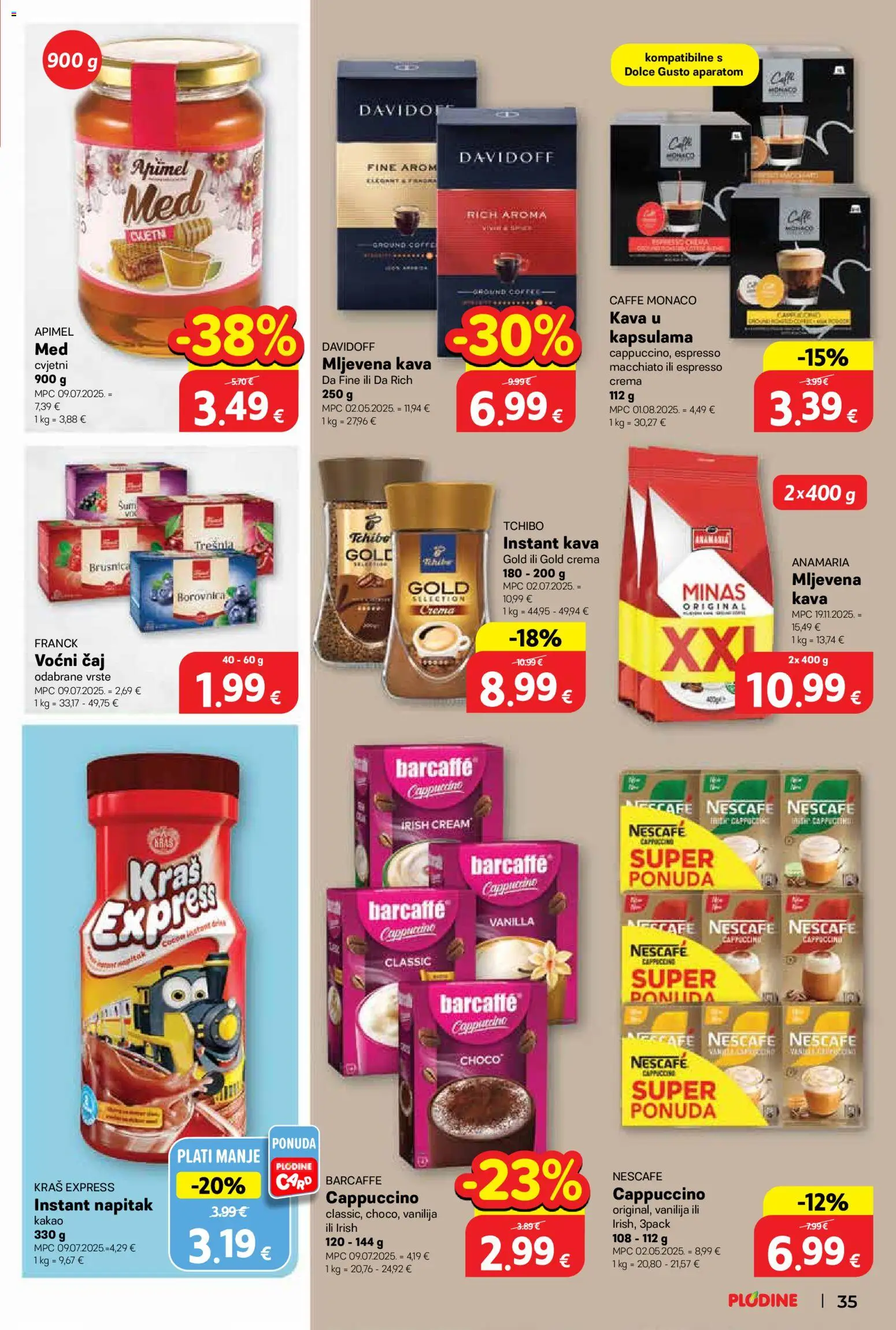 Plodine katalog | vrijedi od 25.03.2026 | Stranica: 35 | Proizvodi: Mljevena kava, Nescafe, Kava, Brusnica