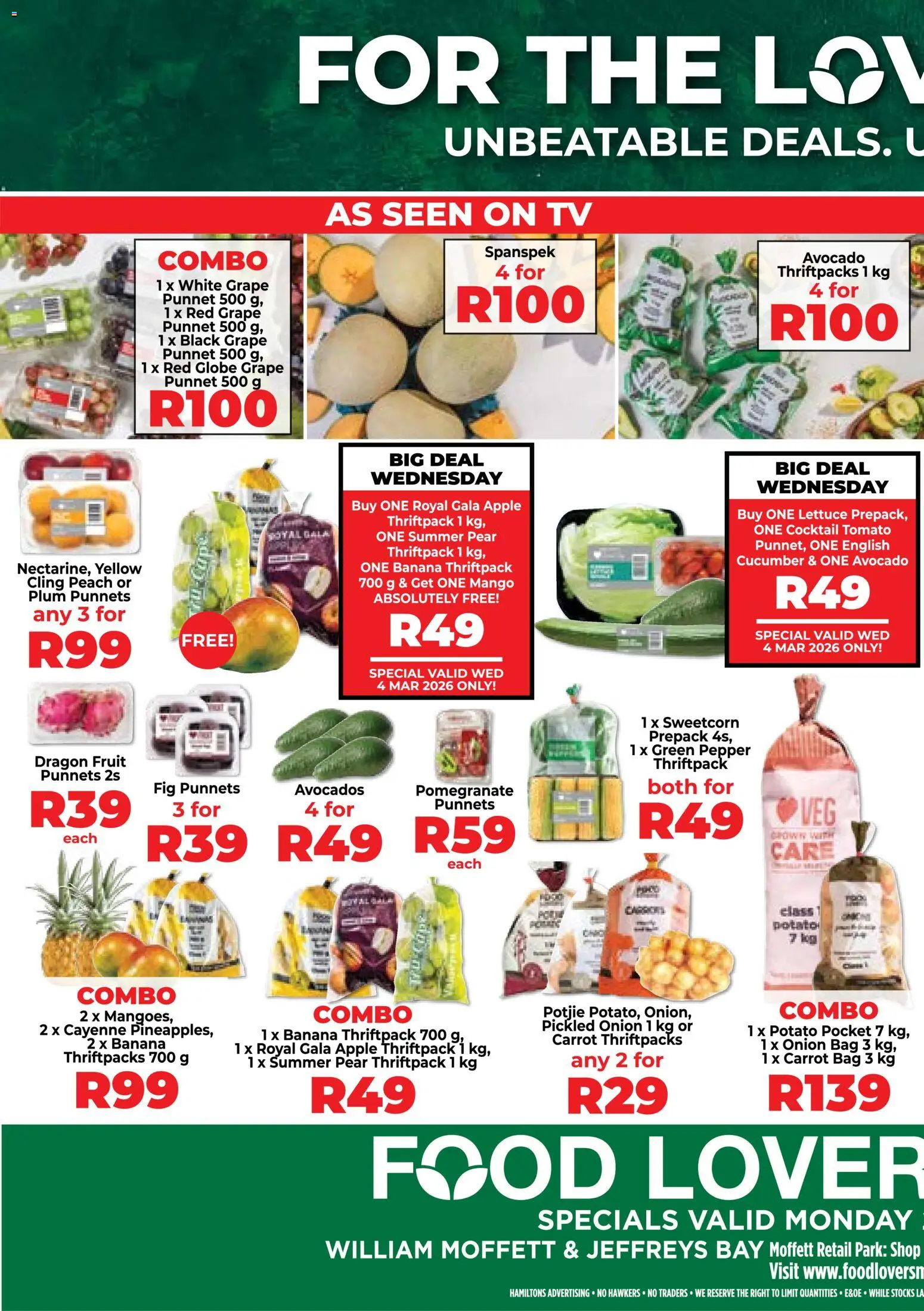New Food Lover's Market catalogue – valid from 02.03.2026 | Page: 1 | Products: TV, Mango, Lettuce, Peach