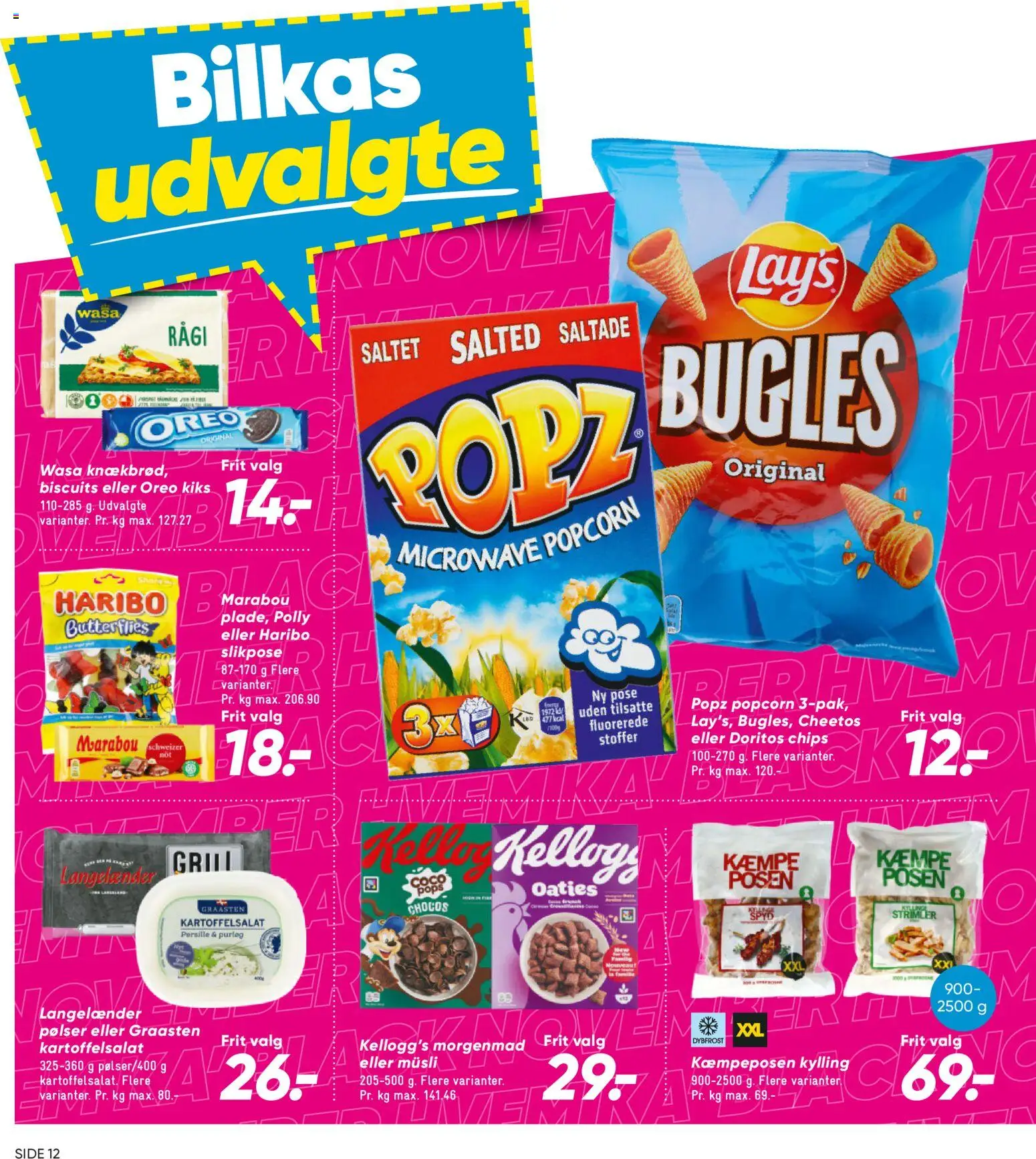 Bilka tilbudsavis – gyldig fra 14.11.2025 | Side: 12 | Produkter: Pølser, Kartoffelsalat, Chips, Persille