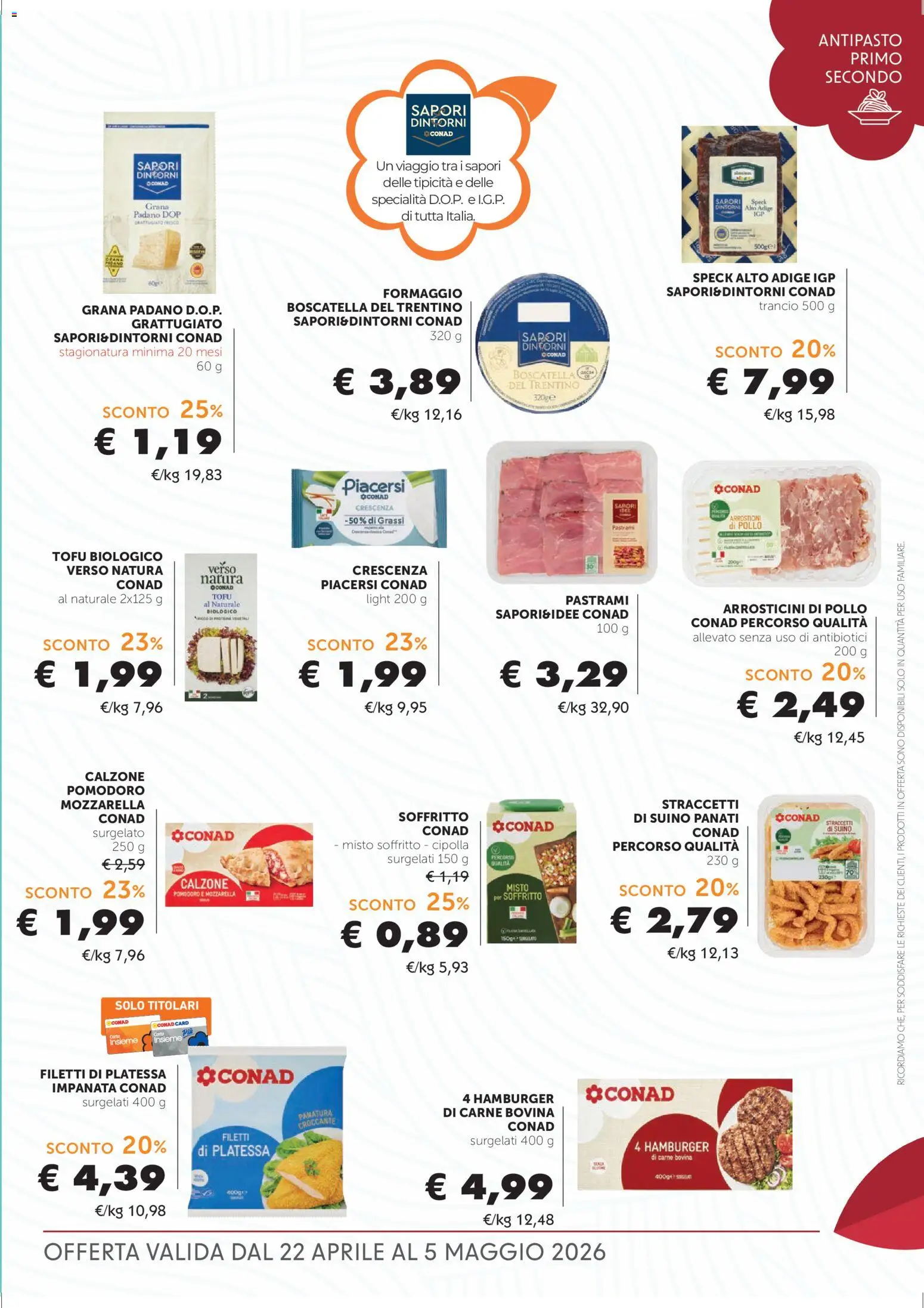 Volantino Conad del 22.04.2026 | Pagina: 9 | Prodotti: Pollo, Suino, Pomodoro, Crescenza