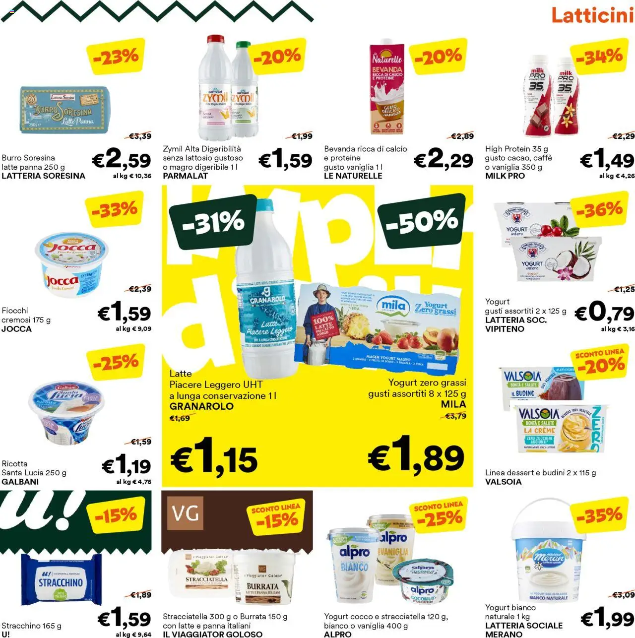 Volantino Unes del 13.08.2025 | Pagina: 7 | Prodotti: Yogurt, Latte, Cocco, Stracciatella