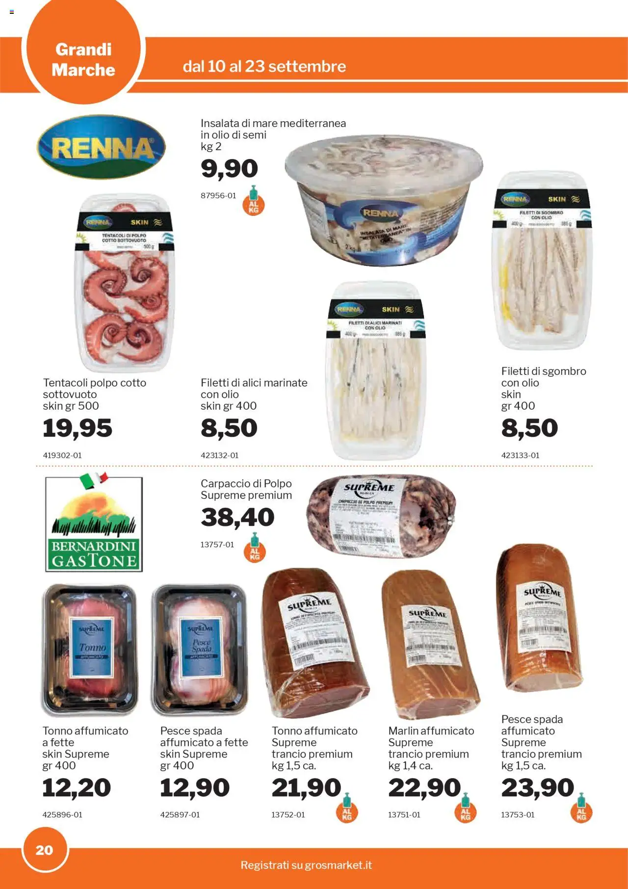 Volantino Sogegross del 10.09.2025 | Pagina: 20 | Prodotti: Polpo, Olio, Tonno, Alici