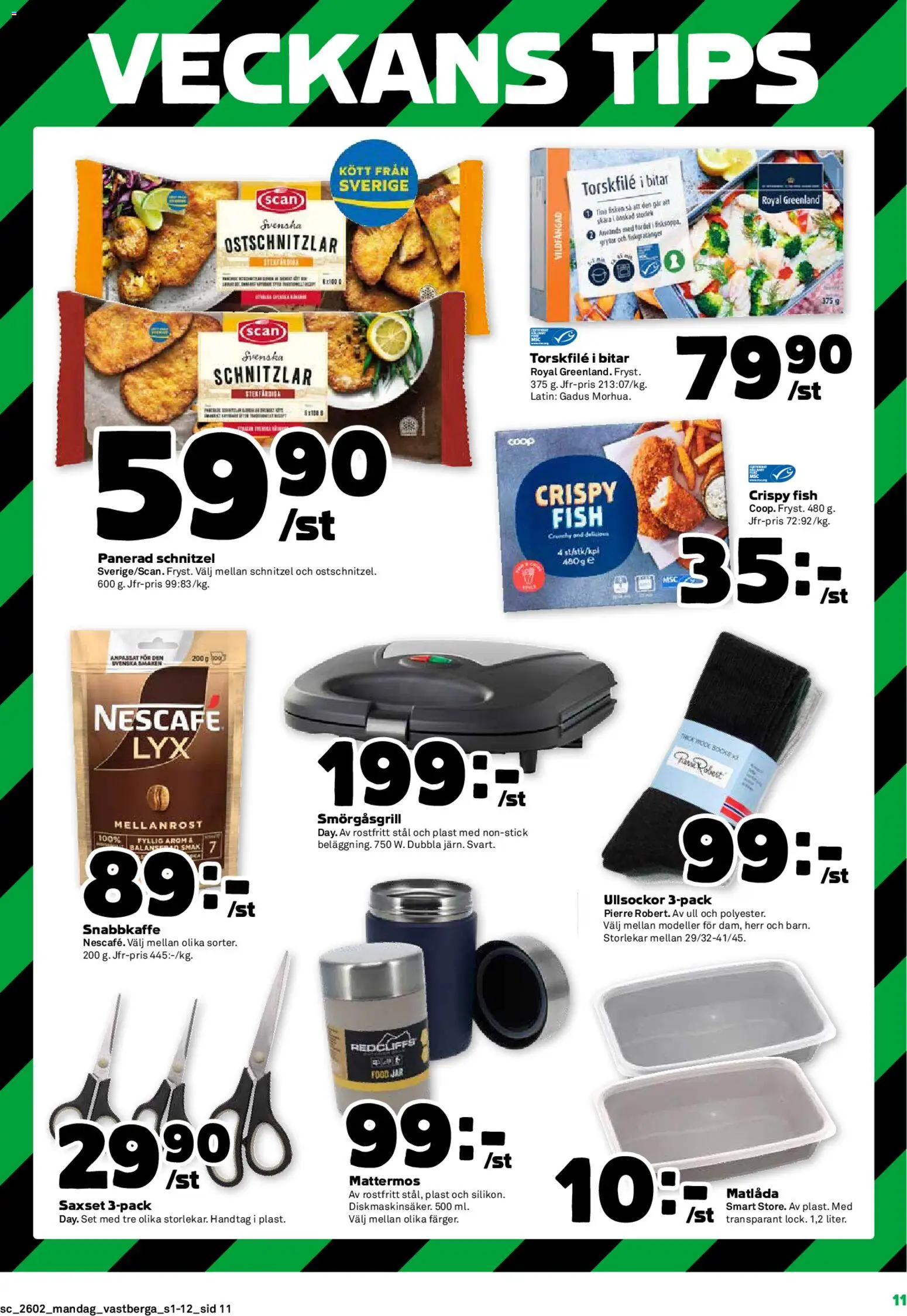 Coop Forum reklamblad aktuell från 05.01.2026 | Sida: 11 | Produkter: Smörgåsgrill, Torskfile, Set, Matlåda