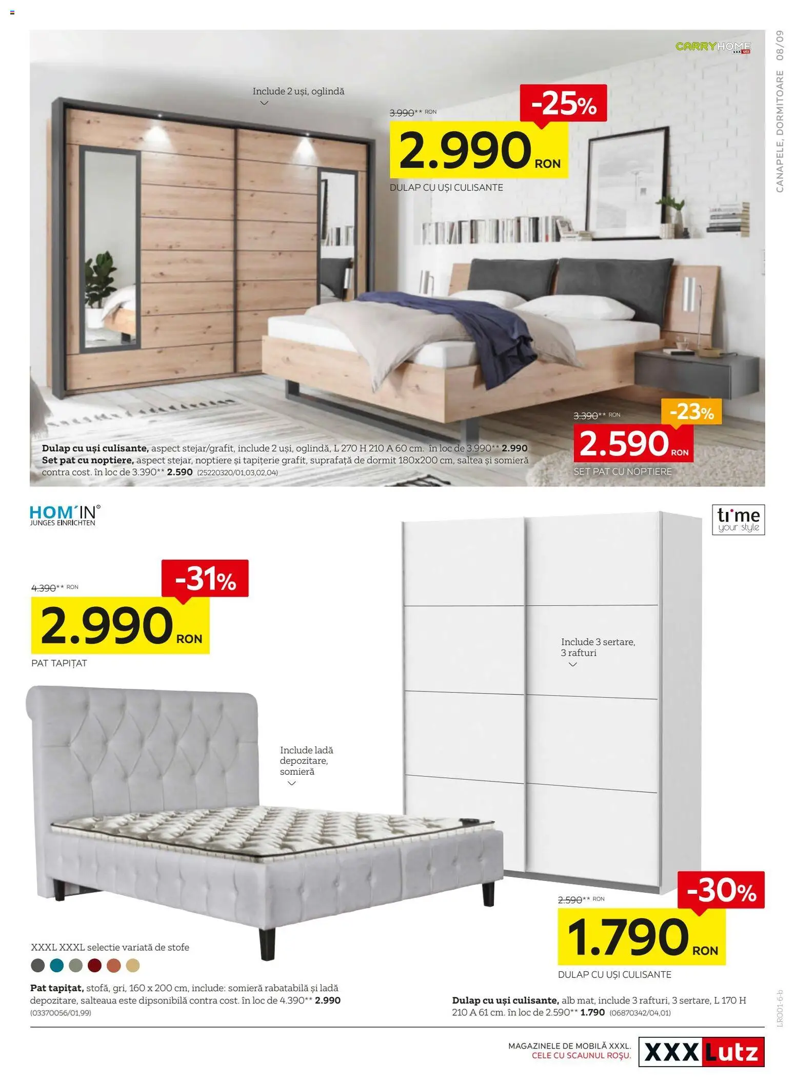 Noul catalog XXXLutz – valabil de la 19.01.2026 | Pagină: 9 | Produse: Delgeç, Pat, Saltea, Oglindă