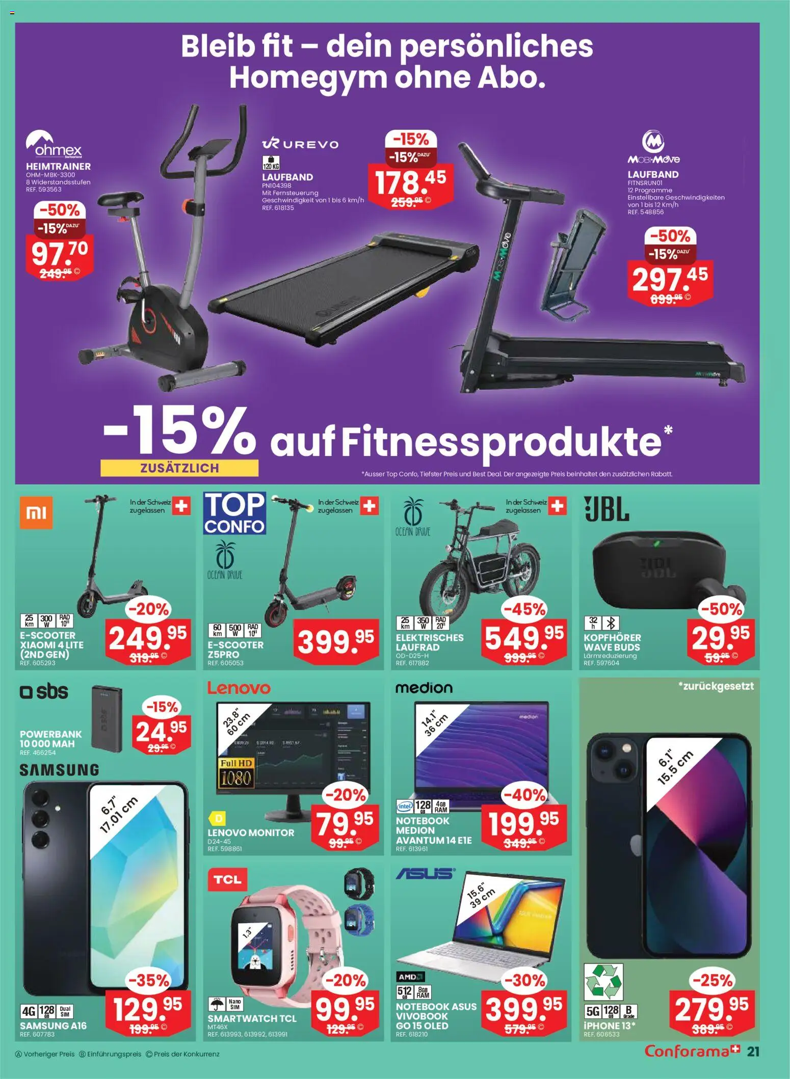 Conforama Aktionen Möbel und Matrazen – gültig ab 28.01.2026 | Seite: 21 | Produkte: Notebook, Smartwatch, Samsung, Xiaomi