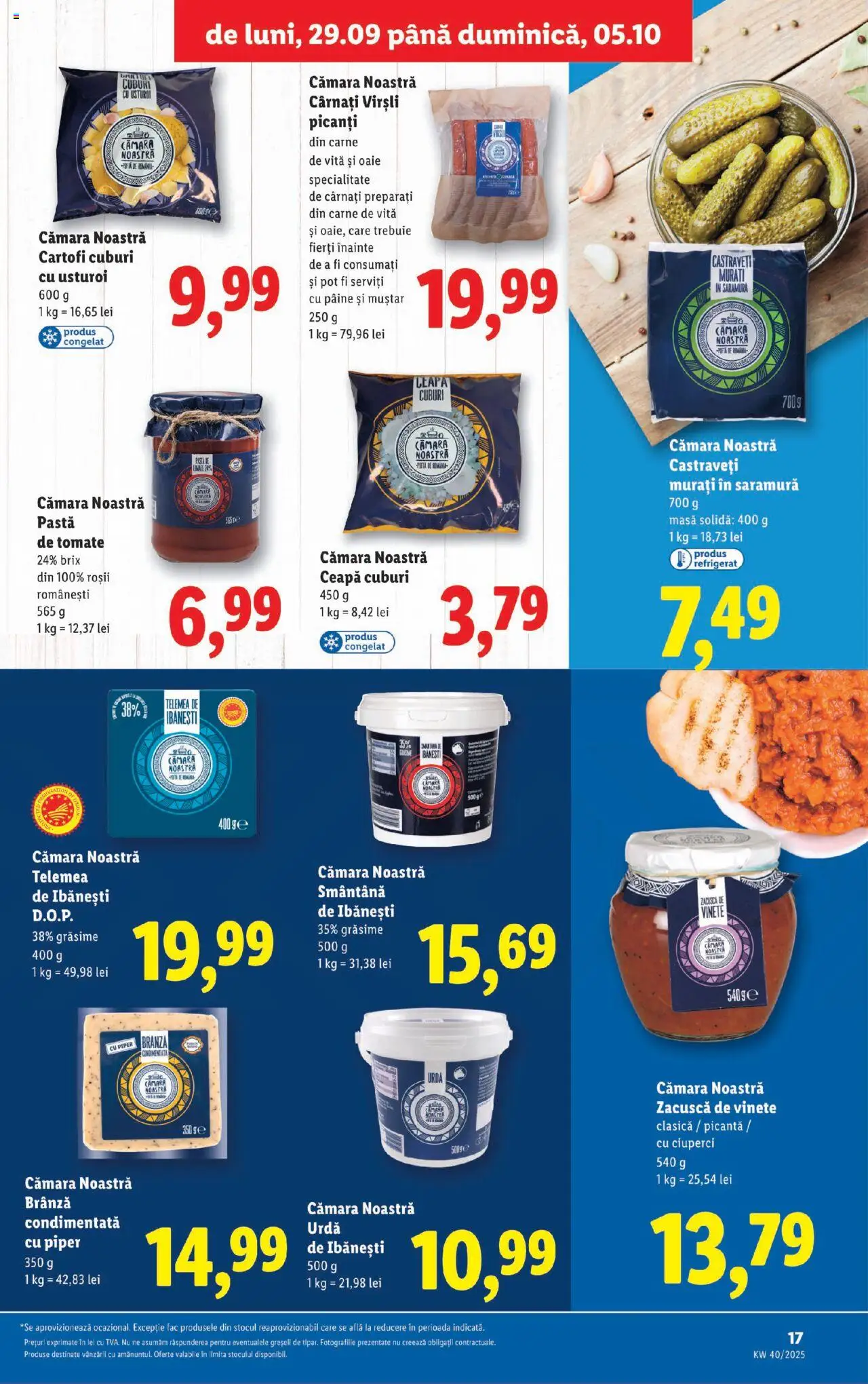 Noul catalog Lidl – valabil de la 29.09.2025 | Pagină: 17 | Produse: Masă, Muștar, Cartofi, Cârnați