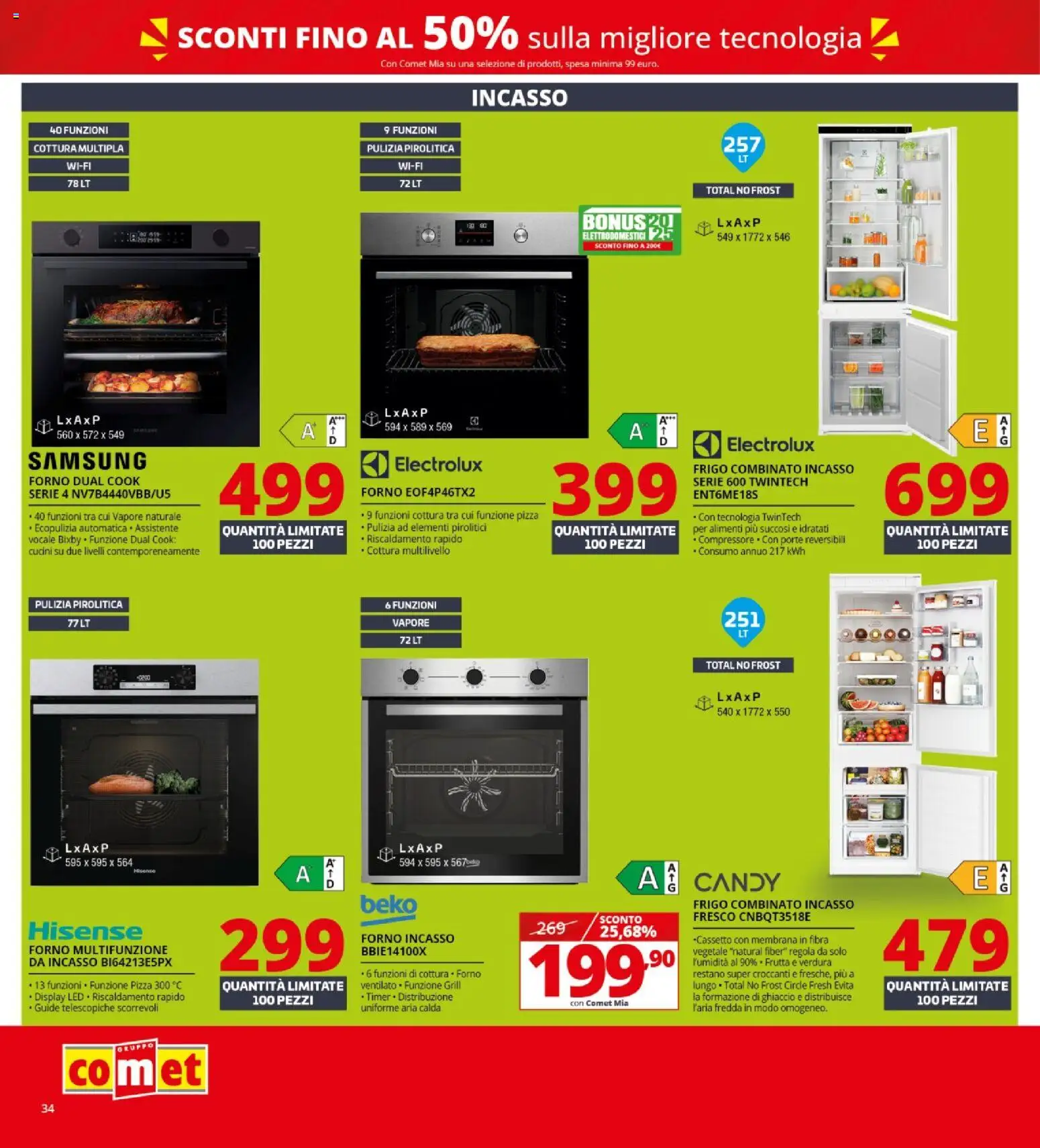 Volantino Comet del 22.01.2026 | Pagina: 34 | Prodotti: Pizza, Compressore, Frutta, Samsung