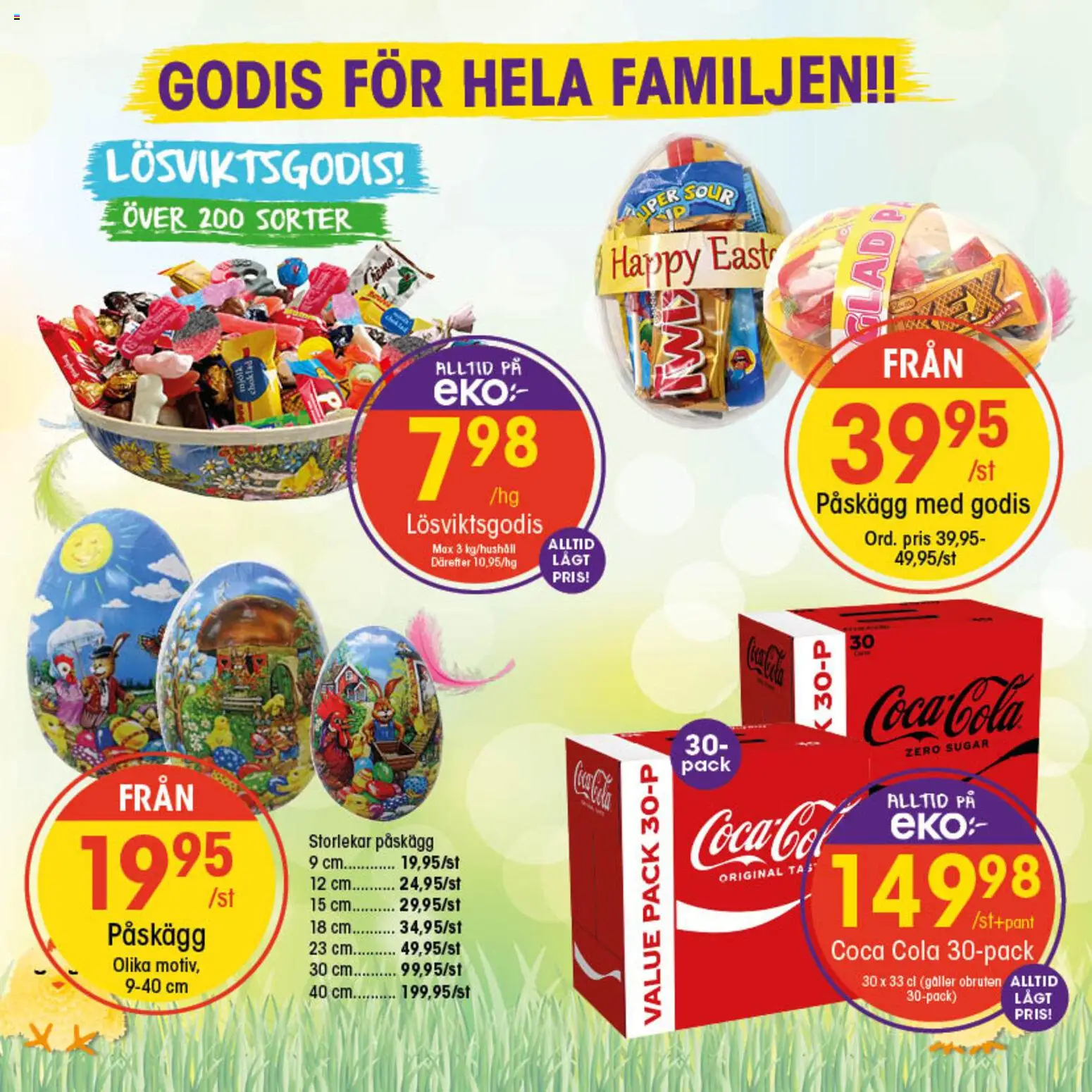 EKO reklamblad aktuell från 30.03.2026 | Sida: 4 | Produkter: Coca cola, Mjölk, Choklad, Godis