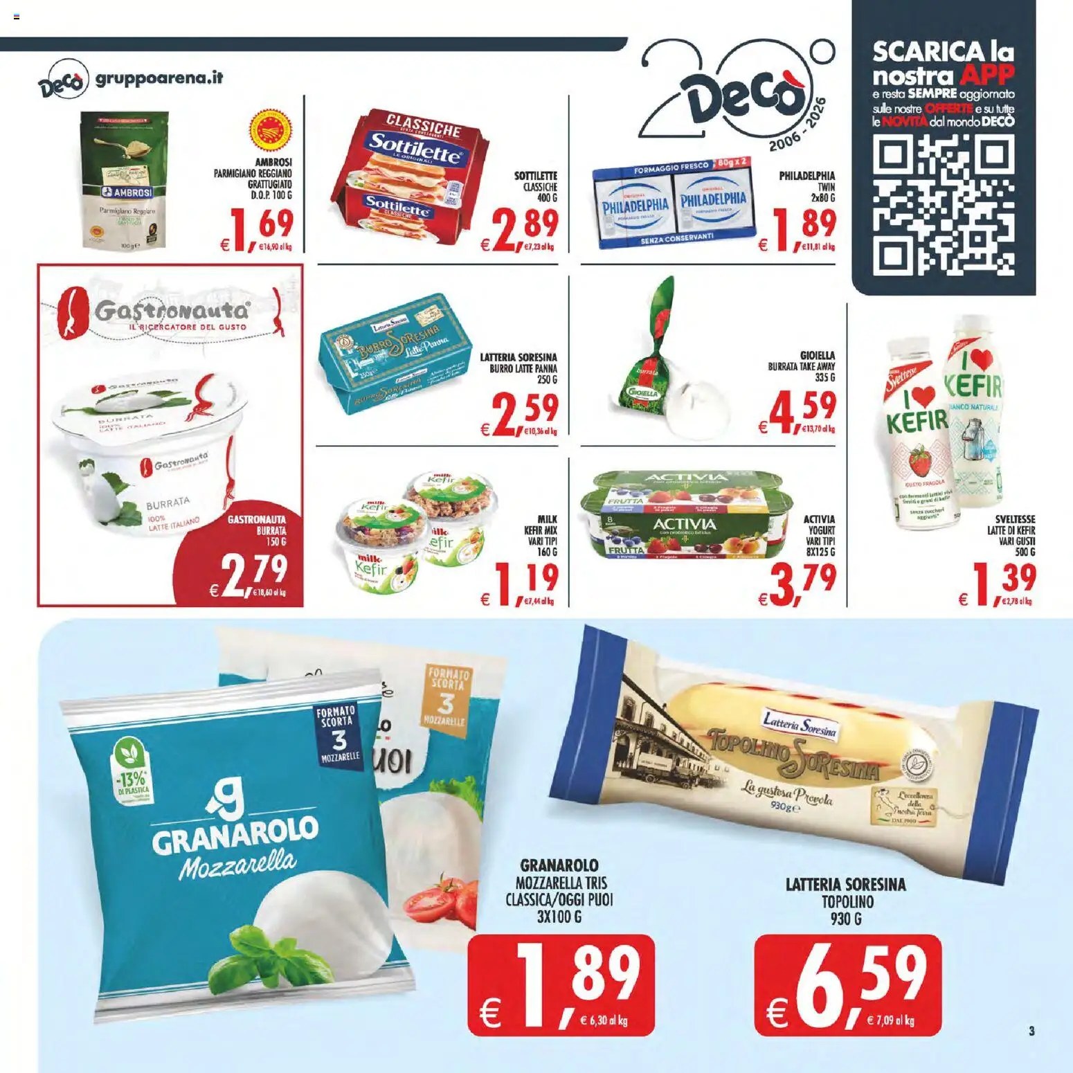 Volantino Decò del 17.03.2026 | Pagina: 3 | Prodotti: Panna, Mozzarella, Burro, Provola