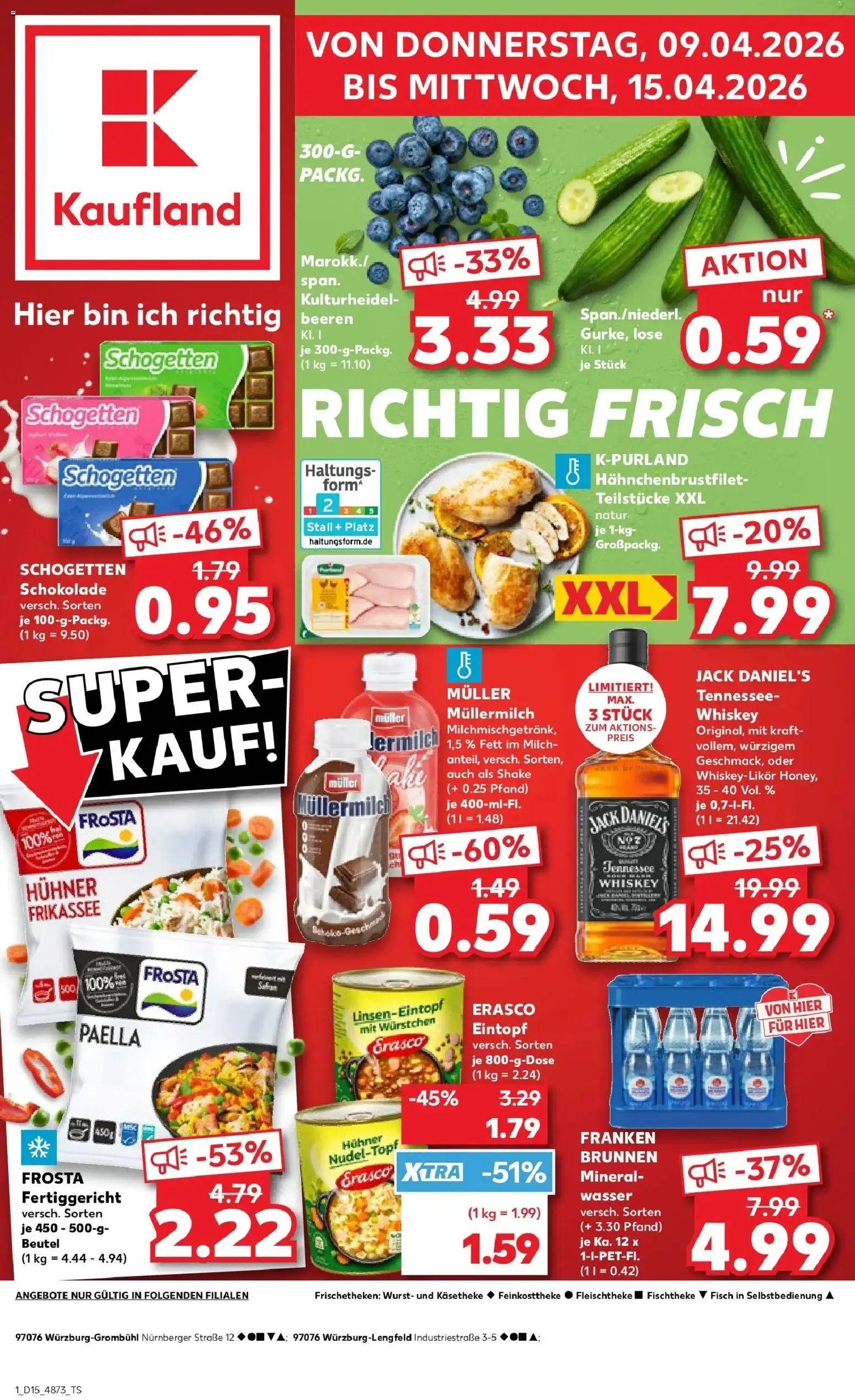 Kaufland Prospekt Würzburg	 – gültig ab 07.04.2026 | Seite: 13 | Produkte: Milch, Schokolade, Frosta, Schogetten