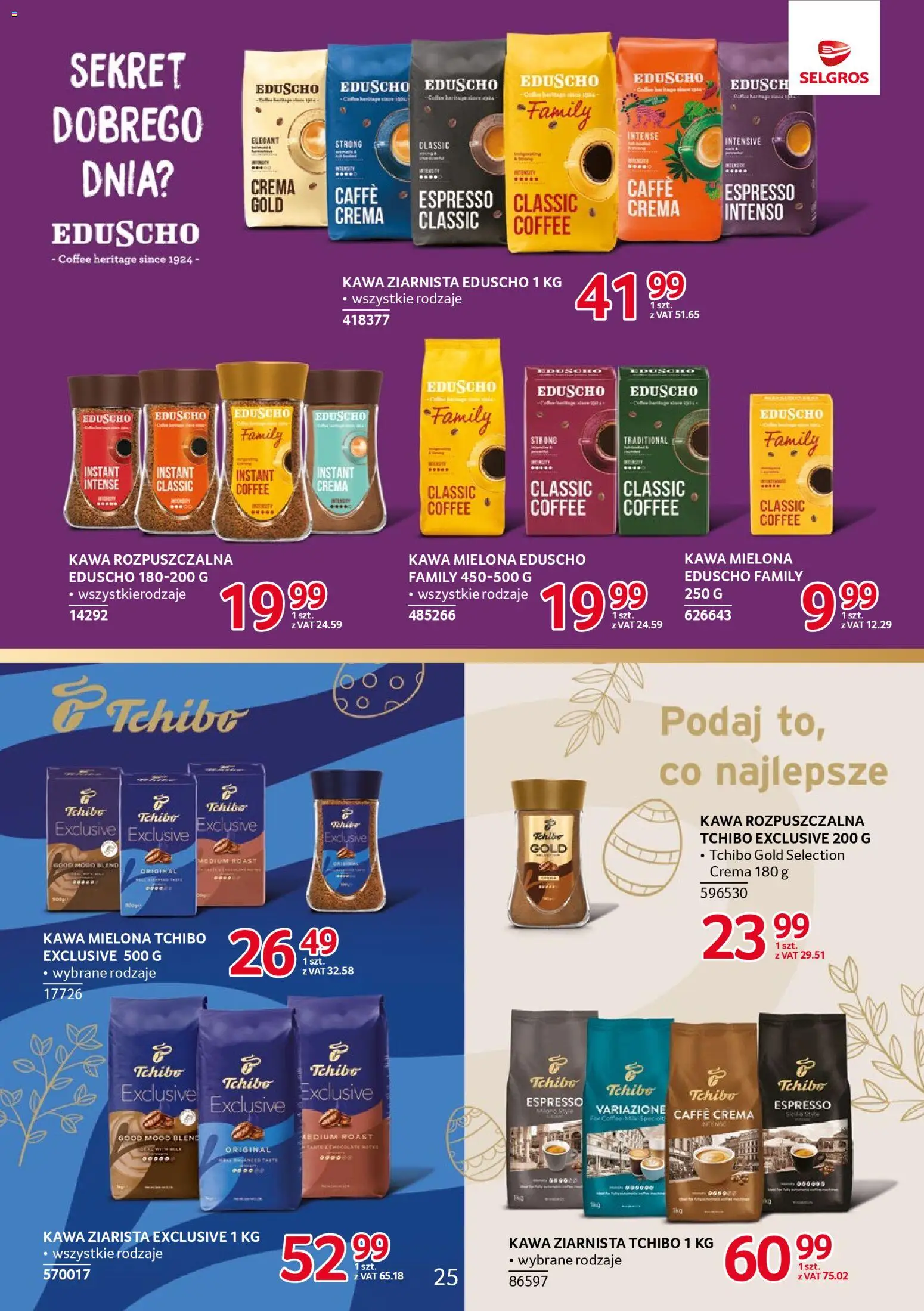 Selgros cash&carry gazetka - Markowe produkty od 26.03.2026 | Strona: 25 | Produkty: Kawa ziarnista, Tchibo exclusive, Tchibo, Kawa