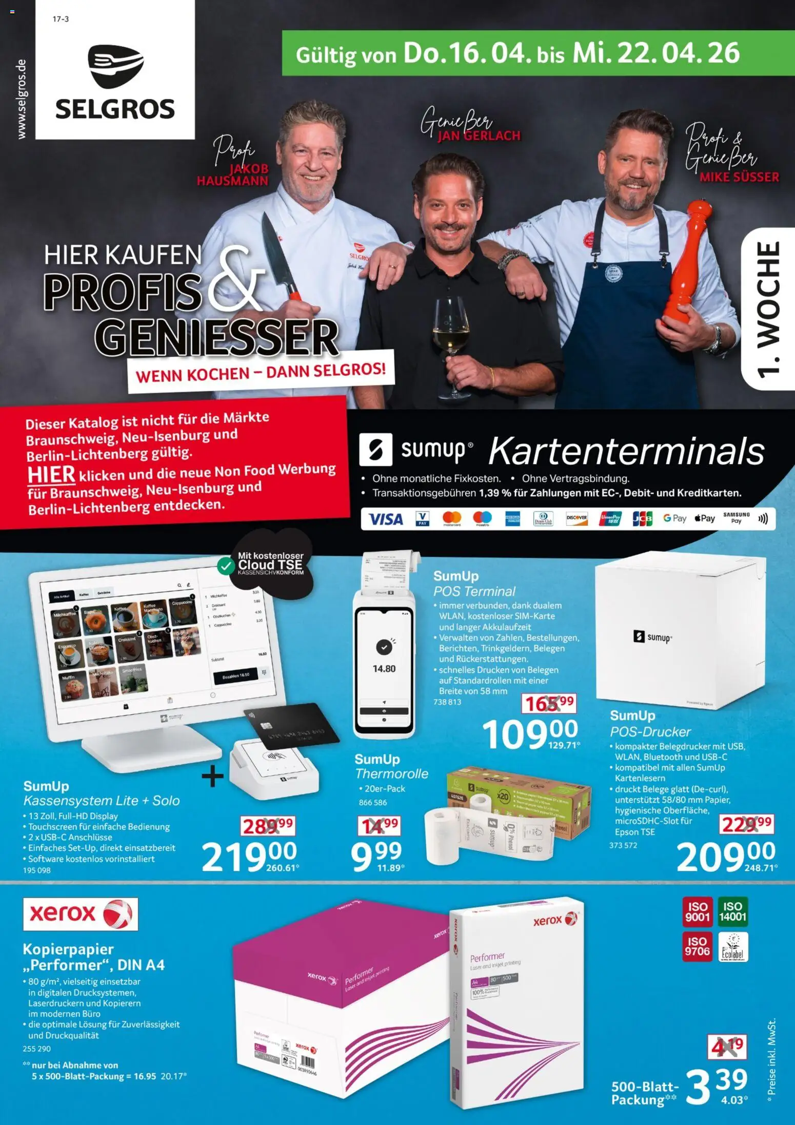Selgros Non Food – gültig ab 16.04.2026 | Seite: 1 | Produkte: Epson, Samsung, Obst, Kuchen