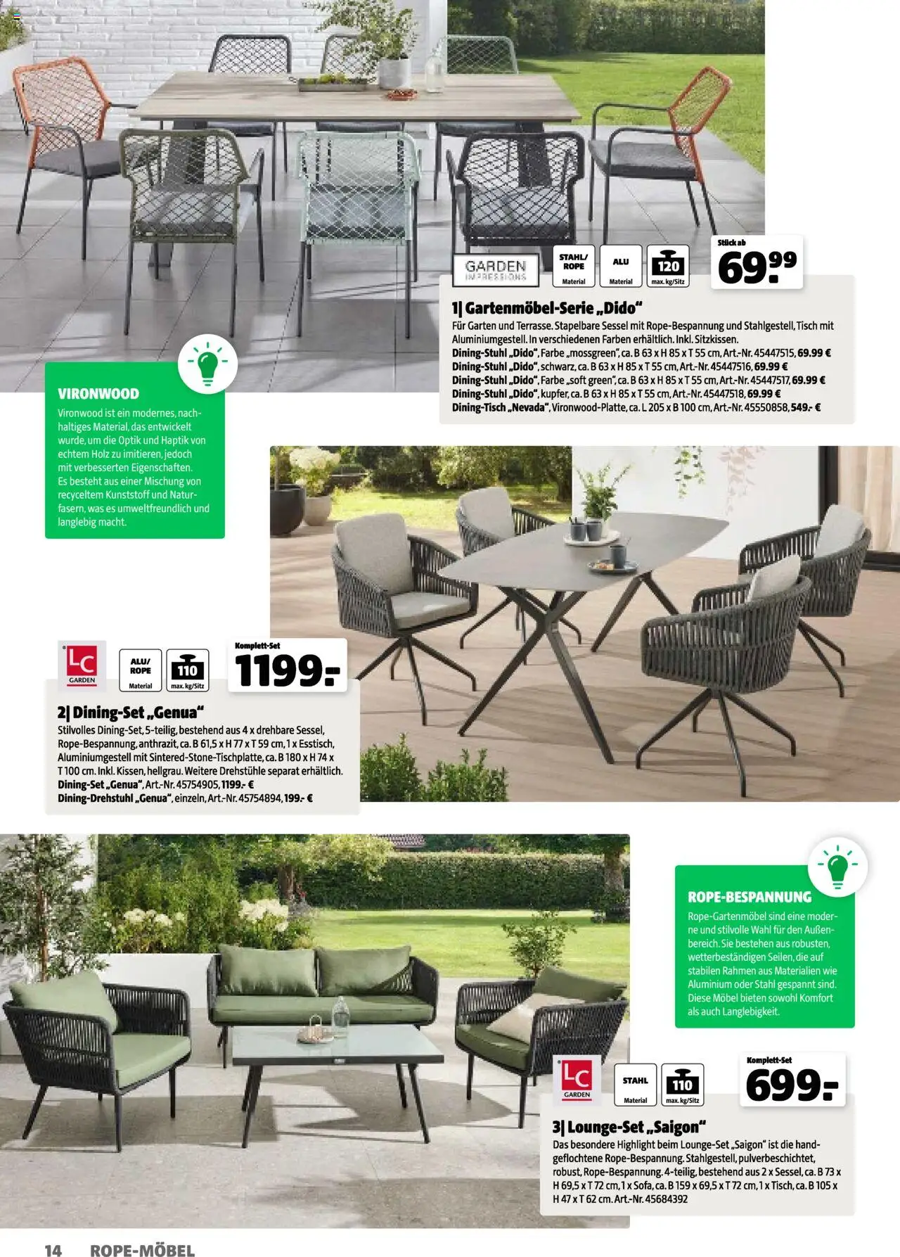 Hagebau Gartenkatalog 2025 gültig ab 05.03.2025 | Seite: 14 | Produkte: Sessel, Tisch