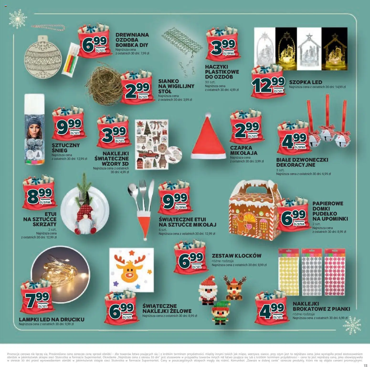 Stokrotka Gazetka - Mikołajki od 20.11.2025 | Strona: 13 | Produkty: Czapka, Lampki, Pudełko, Sztućce