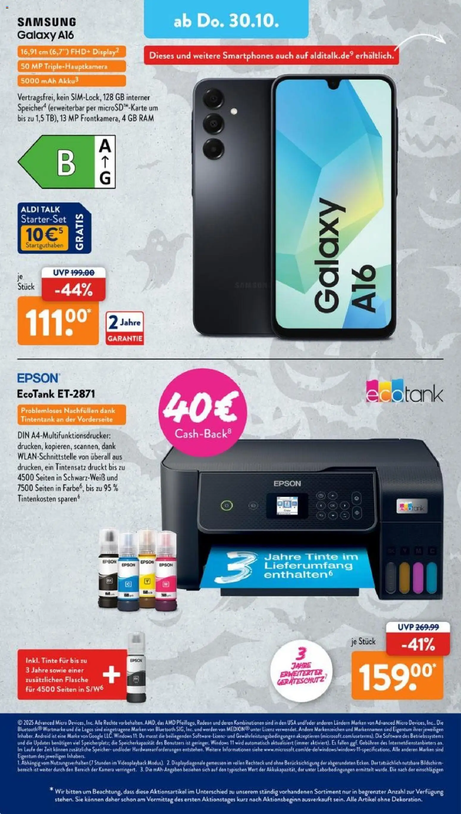 Aldi Süd Prospekt 	 – gültig ab 27.10.2025 | Seite: 38 | Produkte: Kamera, Epson, Samsung, Bildschirm