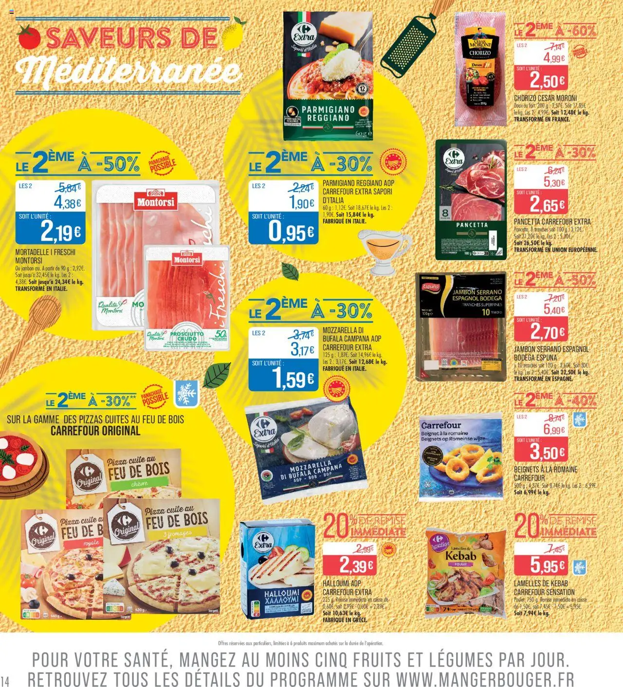  | Page: 14 | Produits: Mozzarella, Jambon serrano, Jambon, Bob
