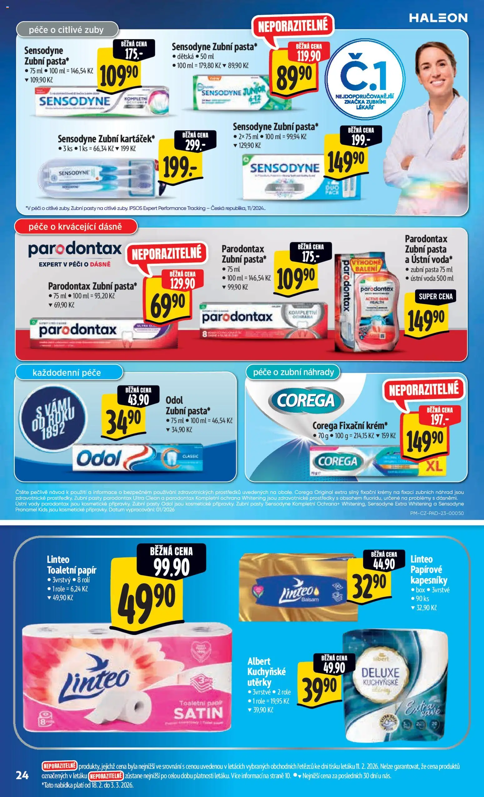 Albert leták - Hypermarket od 18.02.2026 | Strana: 32 | Produkty: Zubní pasta, Corega, Toaletní papír, Deluxe