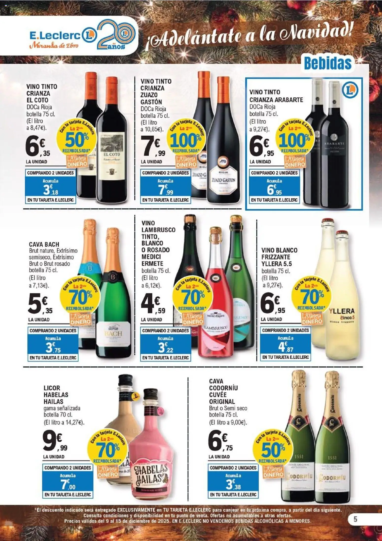E.Leclerc folleto │ válido desde el 09.12.2025 | Página: 5 | Productos: Licor, Vino