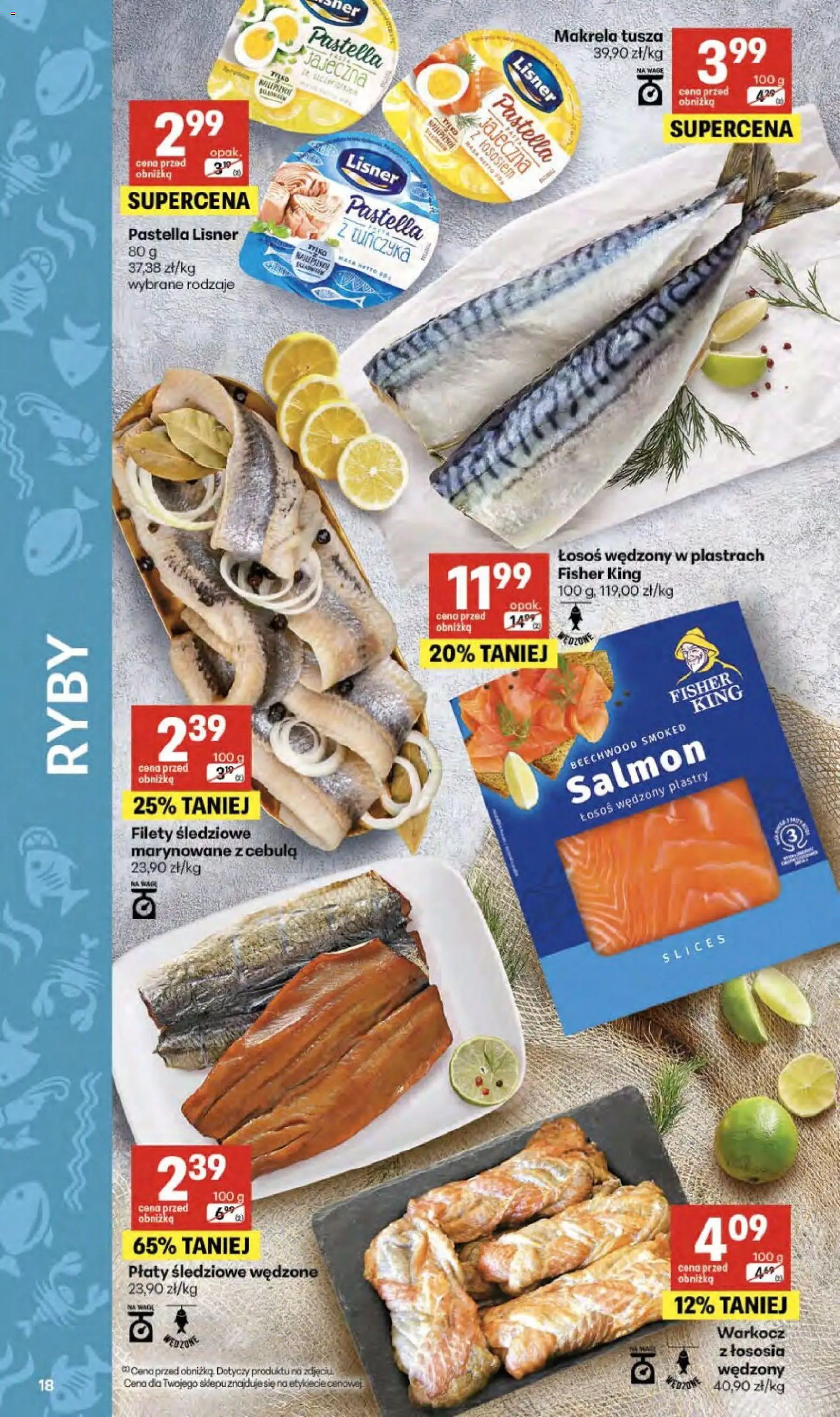 Delikatesy Centrum gazetka od 23.04.2026 | Strona: 18 | Produkty: Łosoś wędzony, Makrela, Łosoś, Ryby