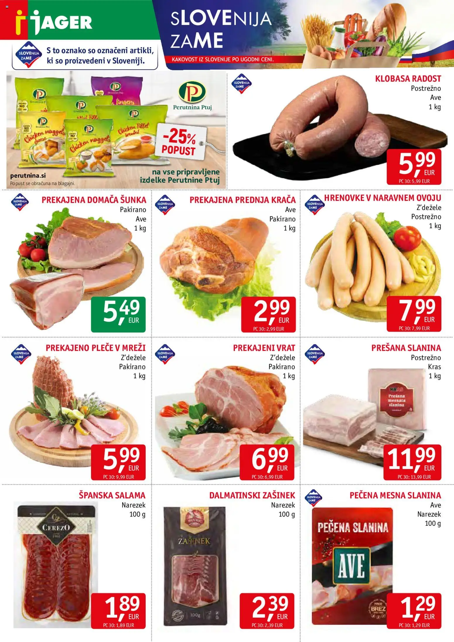Novi Jager katalog ponudbe – veljaven od 18.02.2026 | Stran: 2 | Izdelki: Narezek, Slanina, Salama, Sunka
